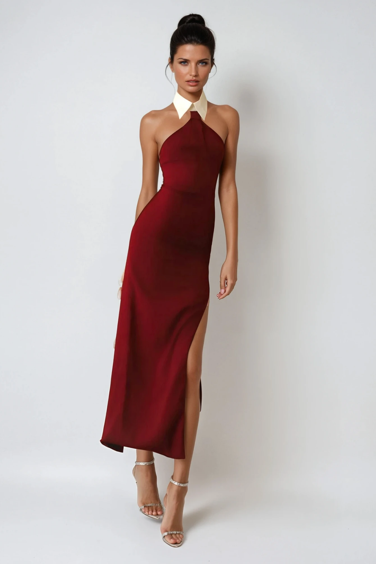 Cesc Halter Neck Sleeveless Split Maxi Dress