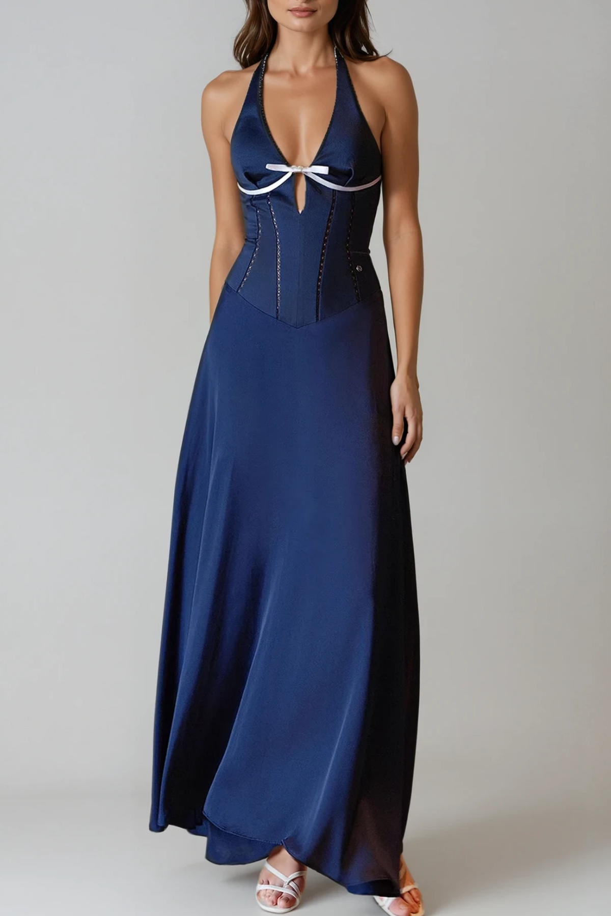 Cevahir Halter Neck Corset Maxi Dress