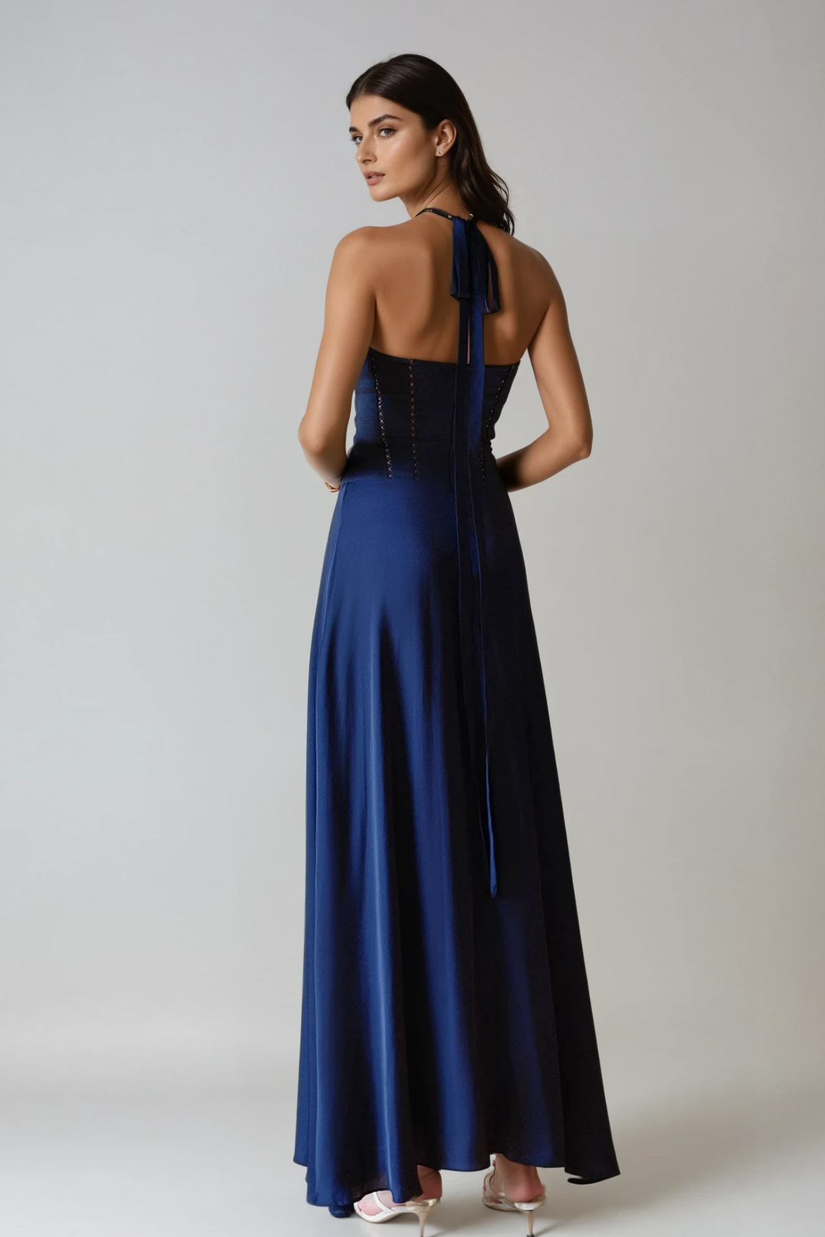 Cevahir Halter Neck Corset Maxi Dress