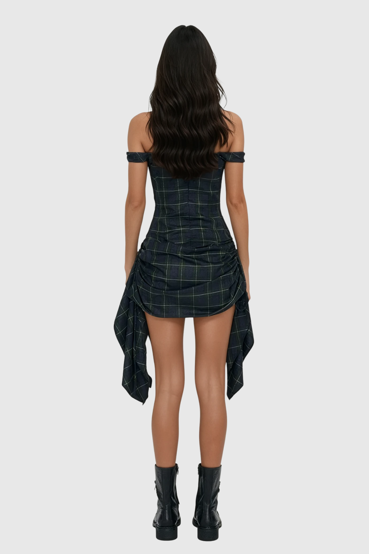 Ceyhun Grid Fringe Spaghetti Mini Dress