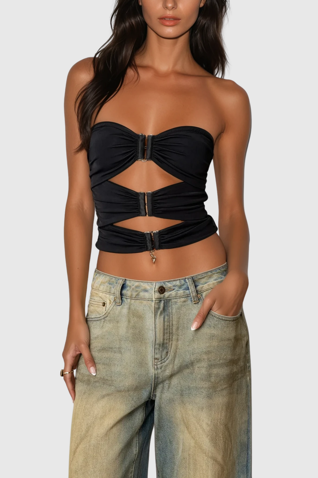 Cezar Cutout Strapless Top