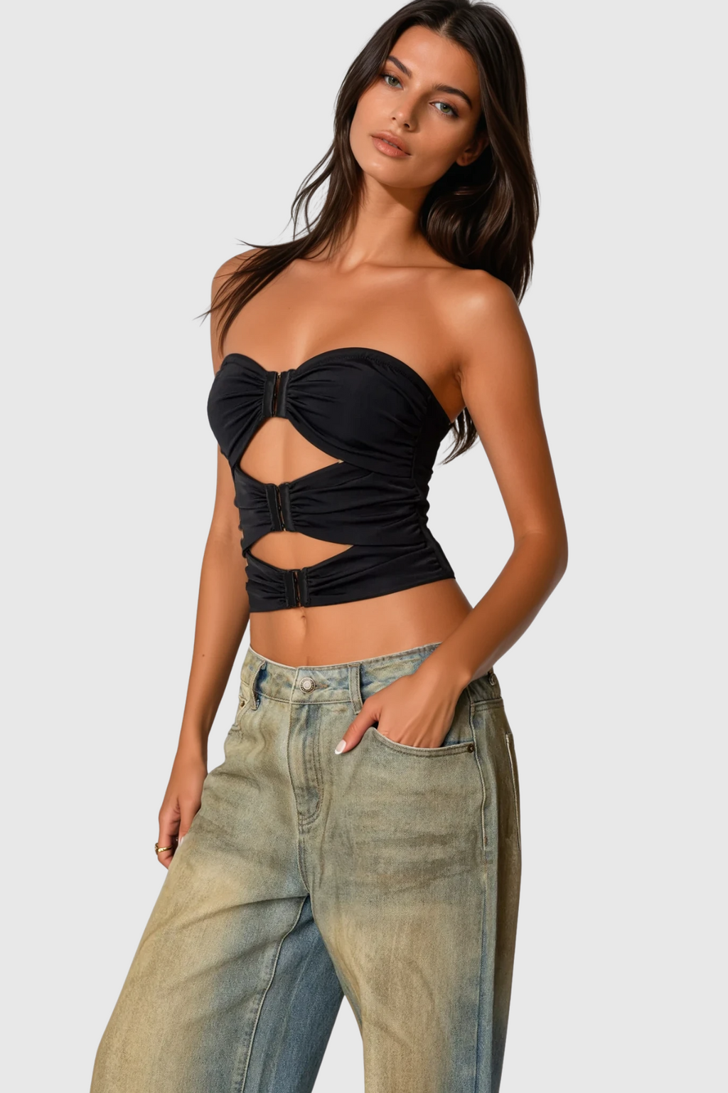 Cezar Cutout Strapless Top