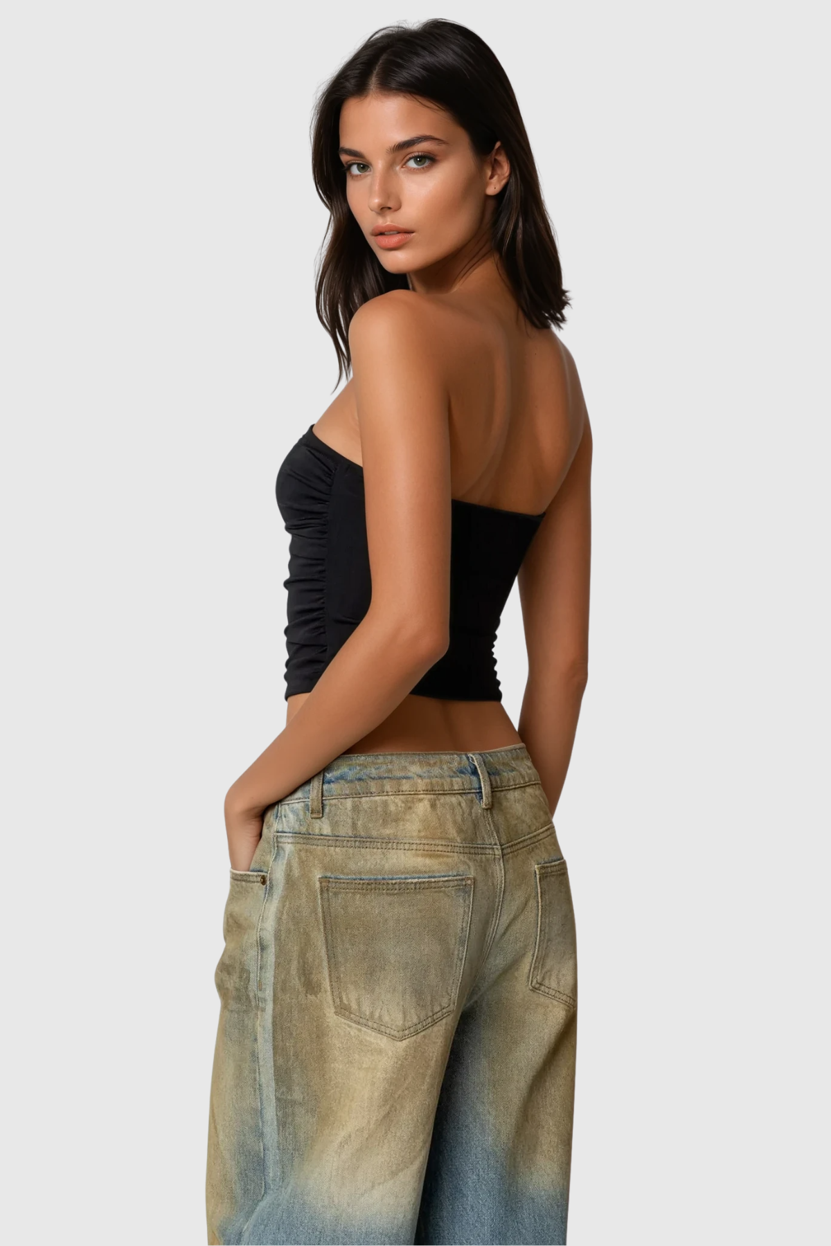 Cezar Cutout Strapless Top