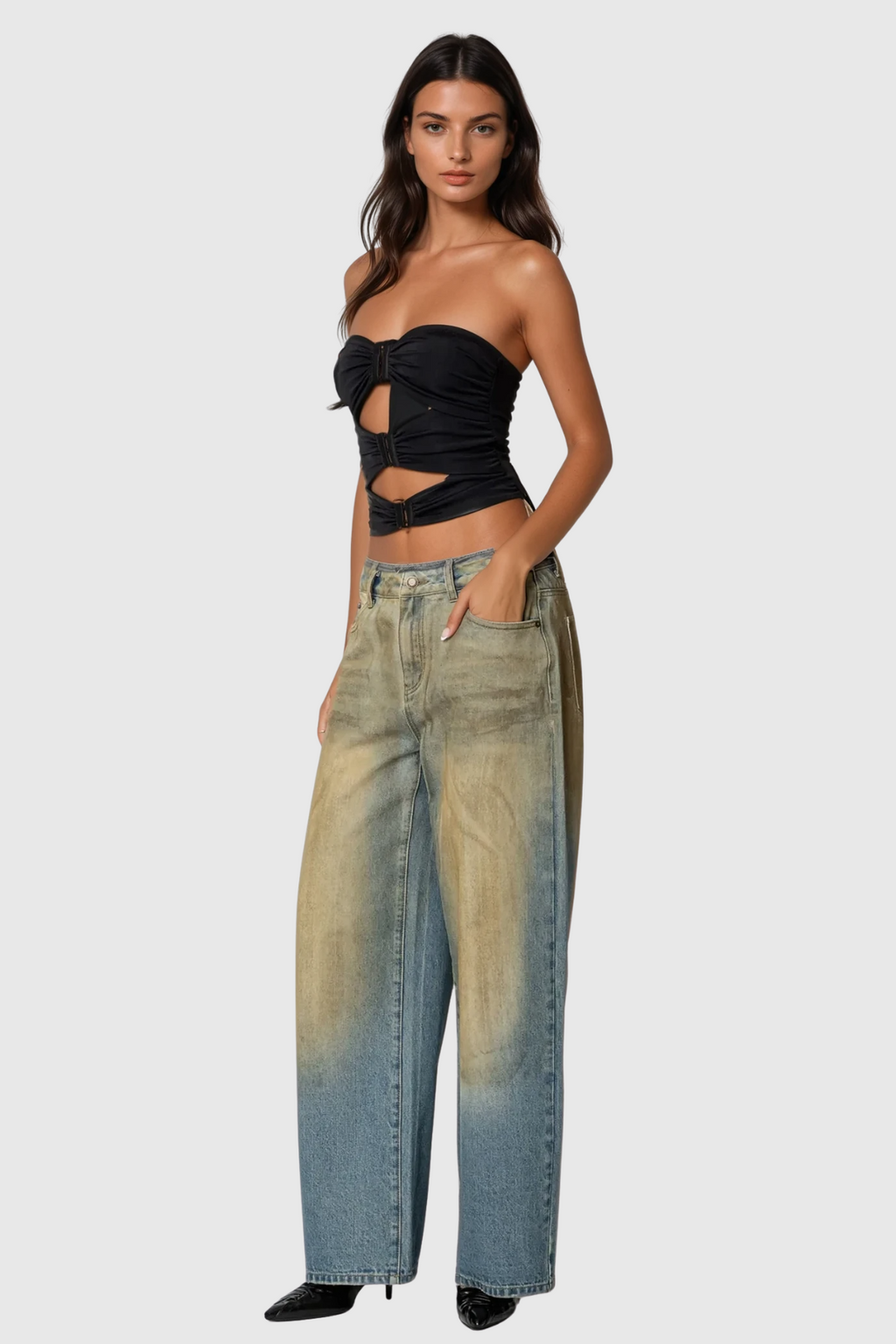 Cezar Cutout Strapless Top