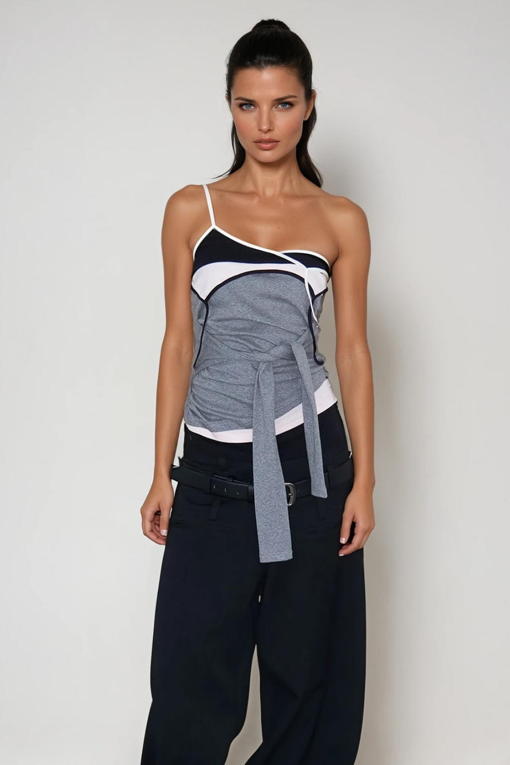 Cezara Deconstruct Tie Up Spaghetti Top