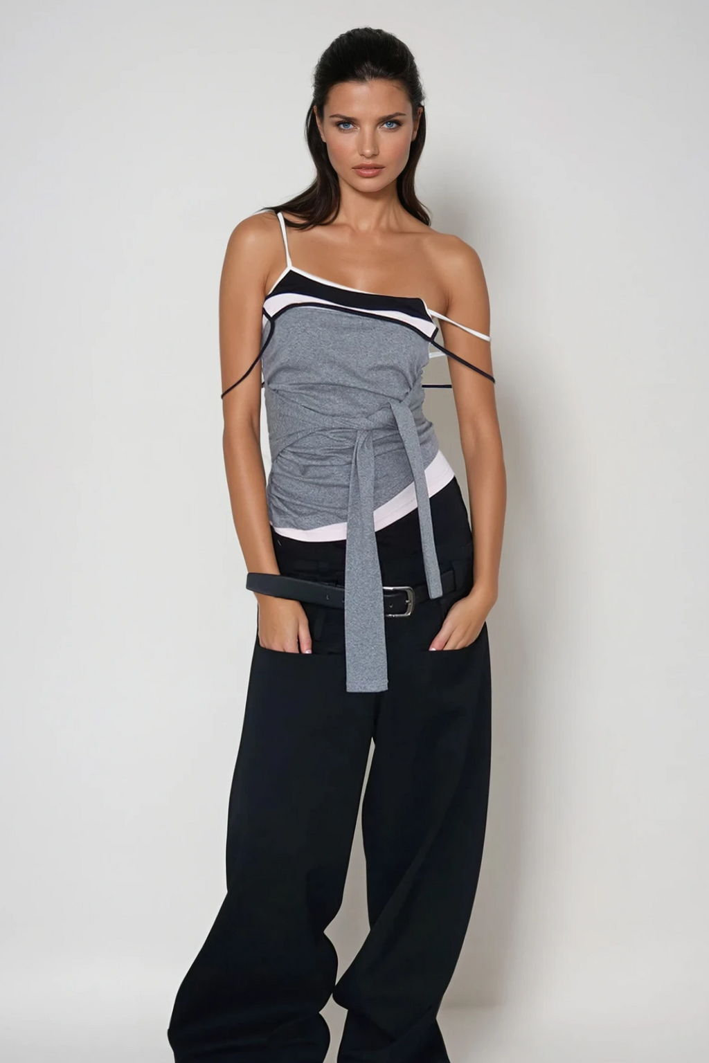 Cezara Deconstruct Tie Up Spaghetti Top