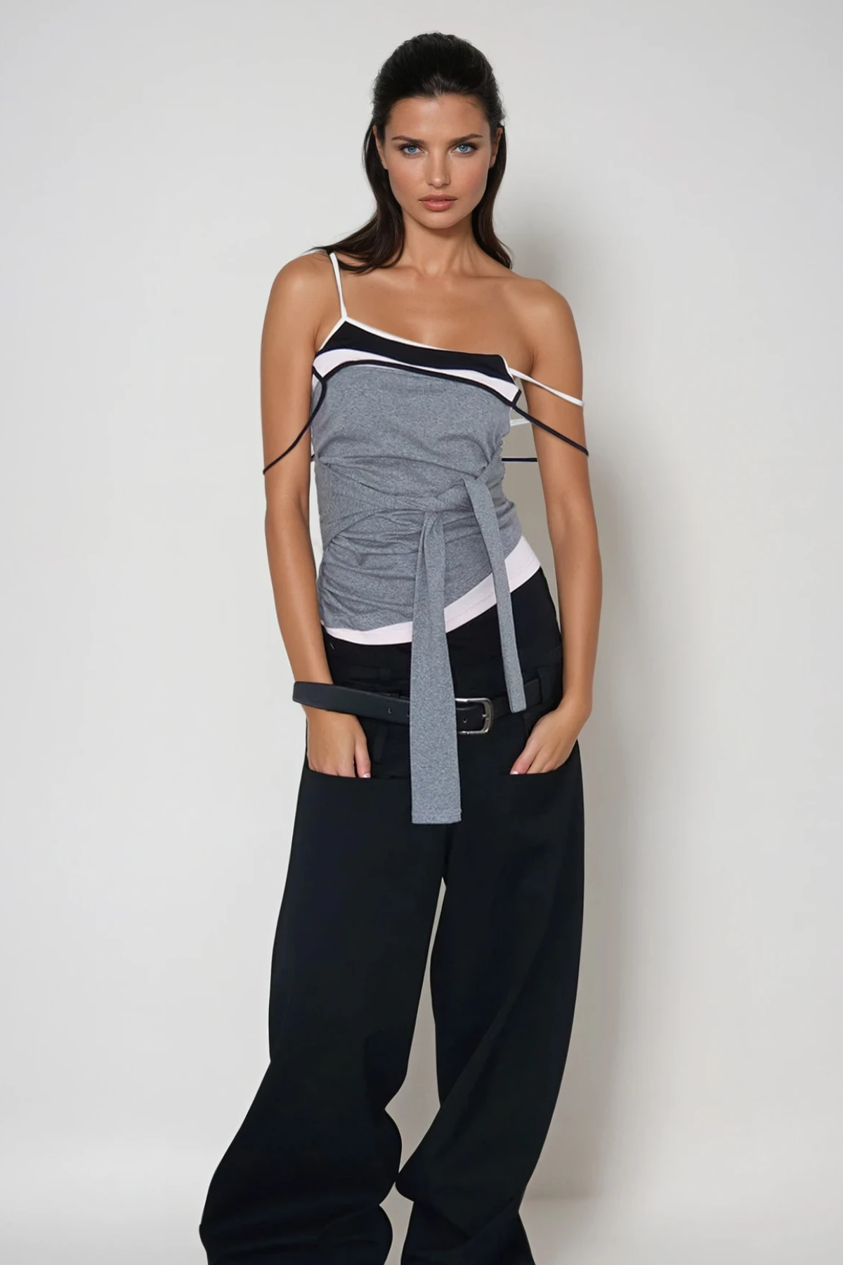 Cezara Deconstruct Tie Up Spaghetti Top