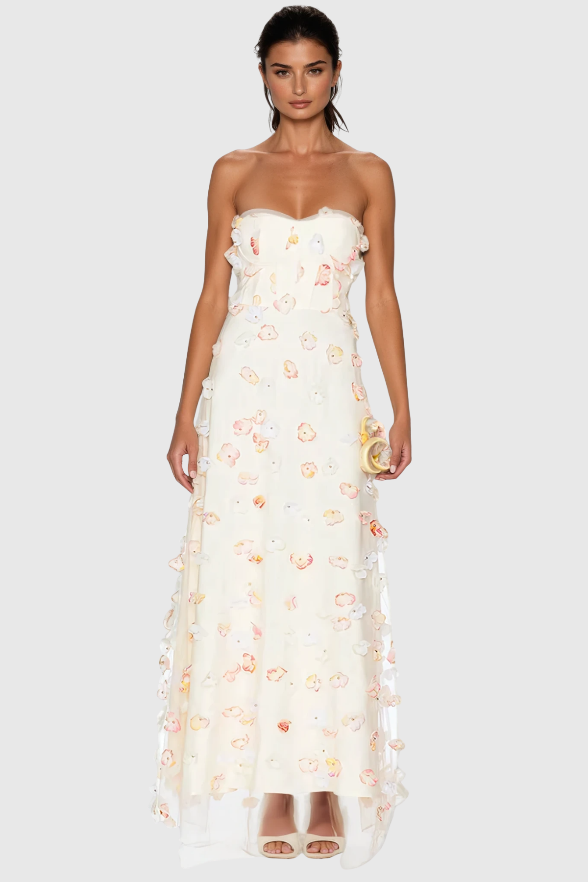 Cezary Strapless Flower Maxi Dress