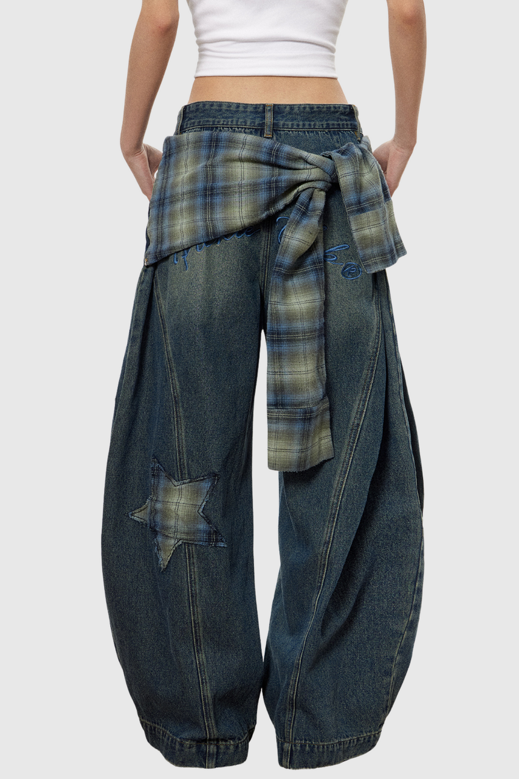 Chace Star Tie Up Baggy Jeans