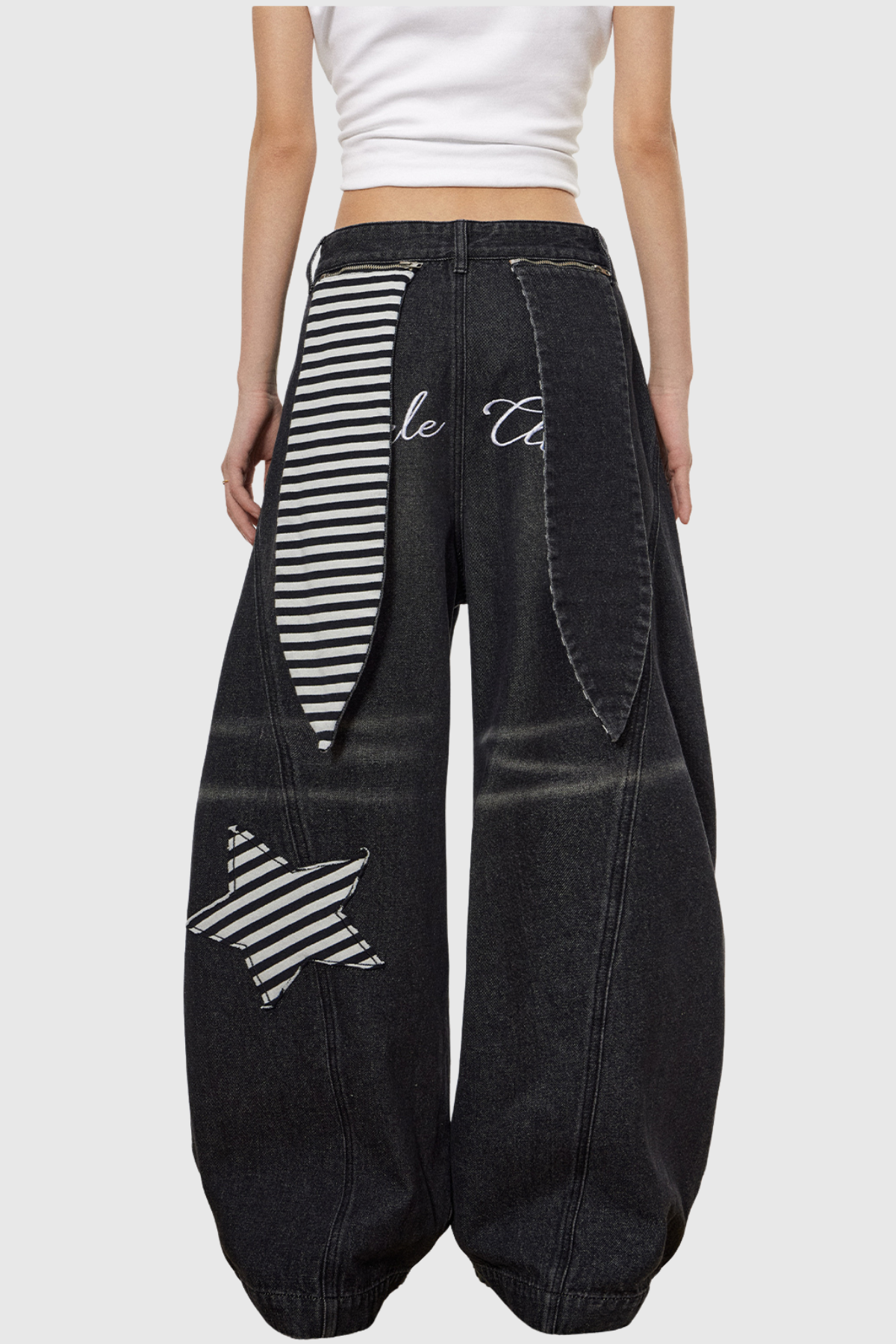 Chad Stripe Star Deconstruct Baggy Jeans