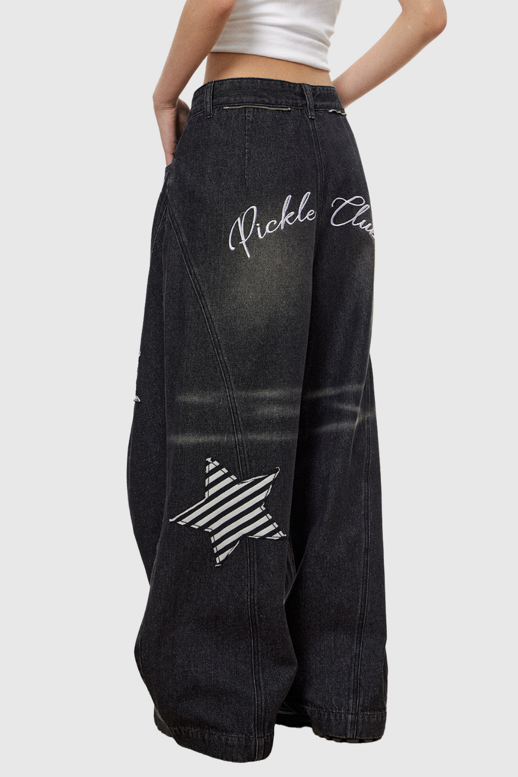 Chad Stripe Star Deconstruct Baggy Jeans