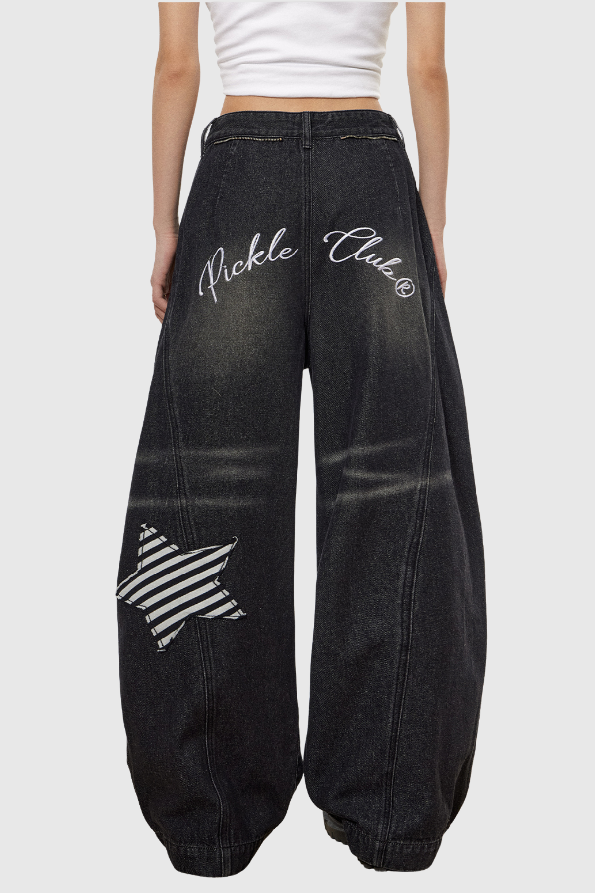 Chad Stripe Star Deconstruct Baggy Jeans