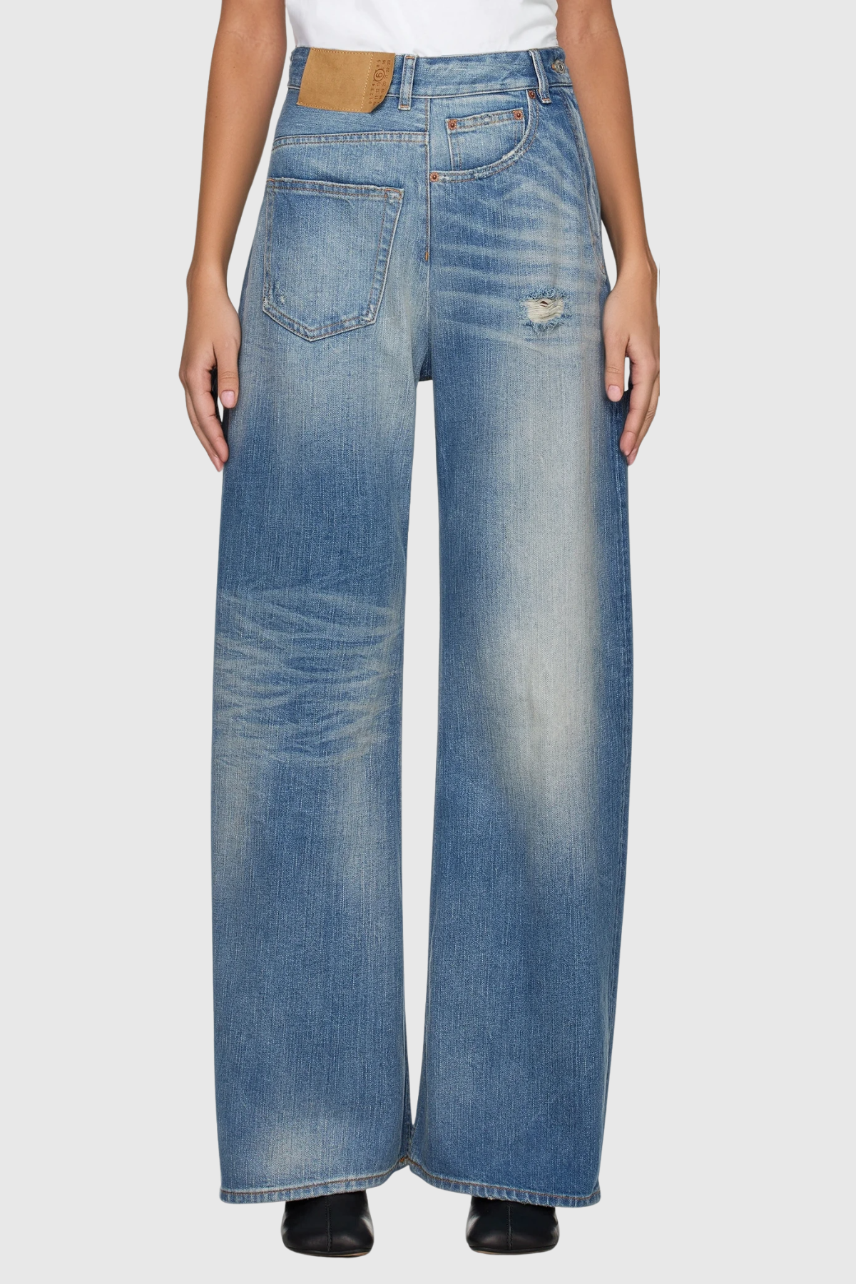 Chaggai Cutout Torn Straight Jeans