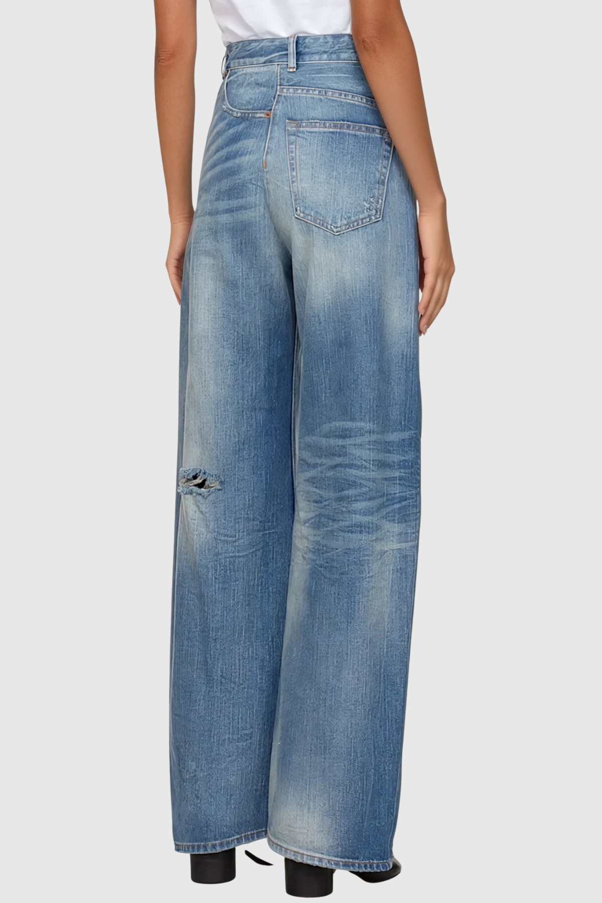 Chaggai Cutout Torn Straight Jeans