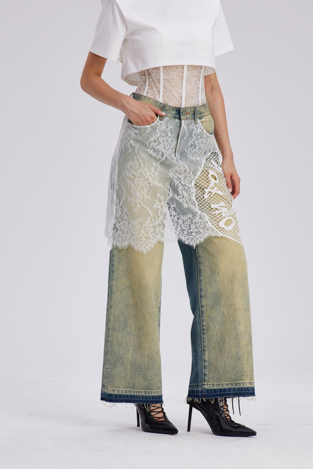 Charlee Lace Bleached Jeans