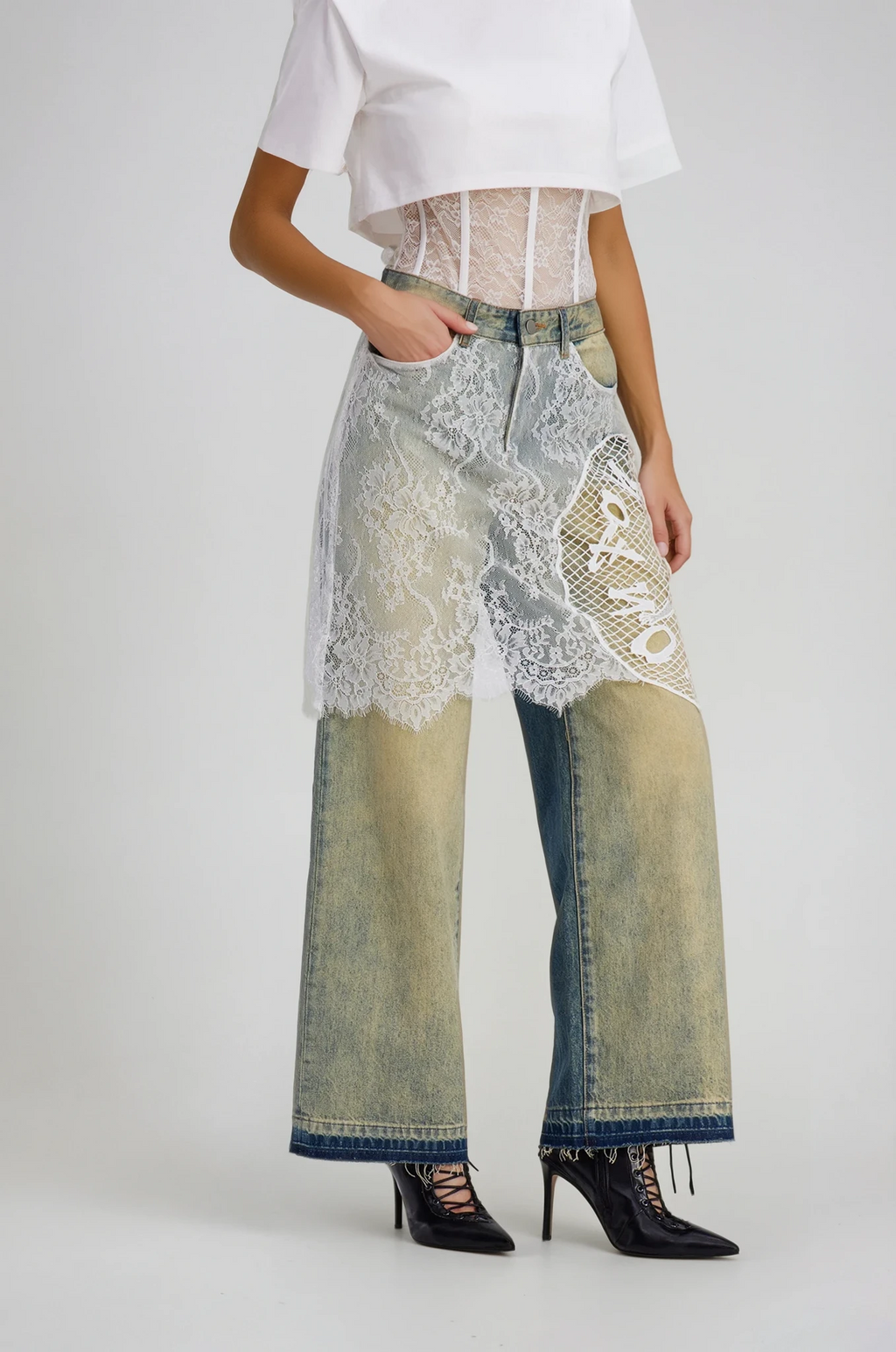 Charlee Lace Bleached Jeans