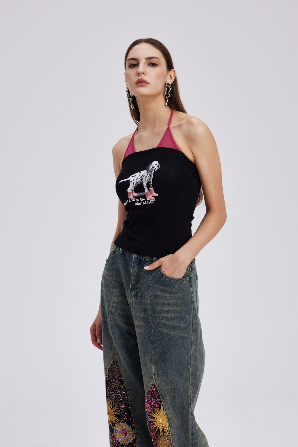 Charlemagne Halter Neck Bodycon Top