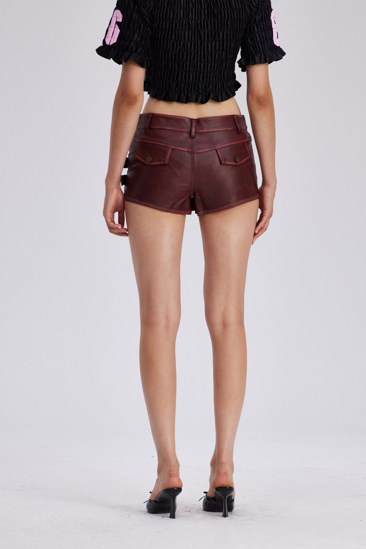 Charline Buckle Asymmetric Leather Skirt
