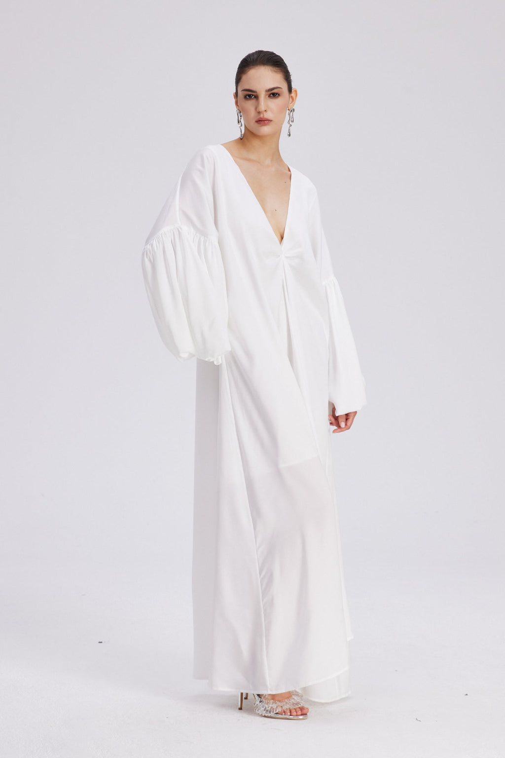 Charlton Plunge Balloon Sleeve Maxi Dress