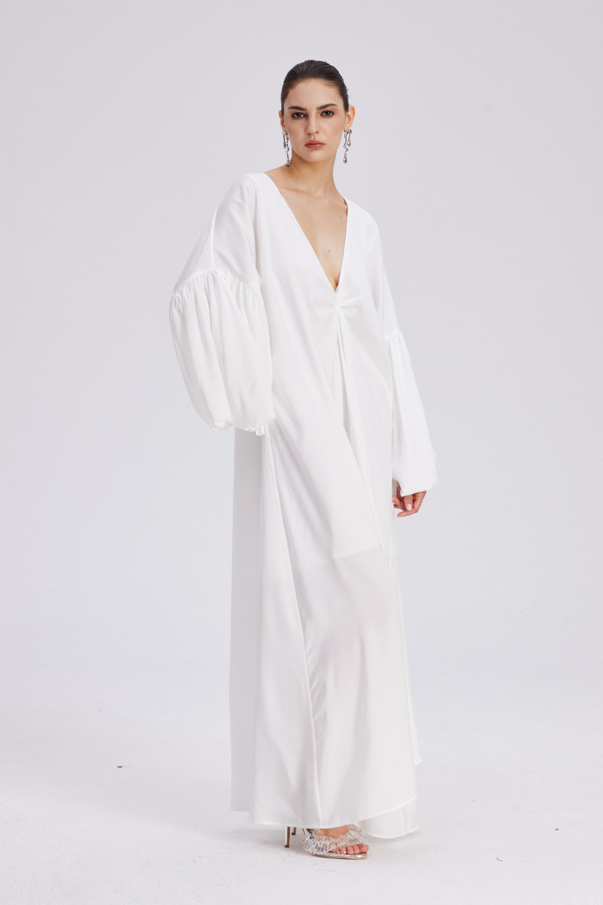 Charlton Plunge Balloon Sleeve Maxi Dress