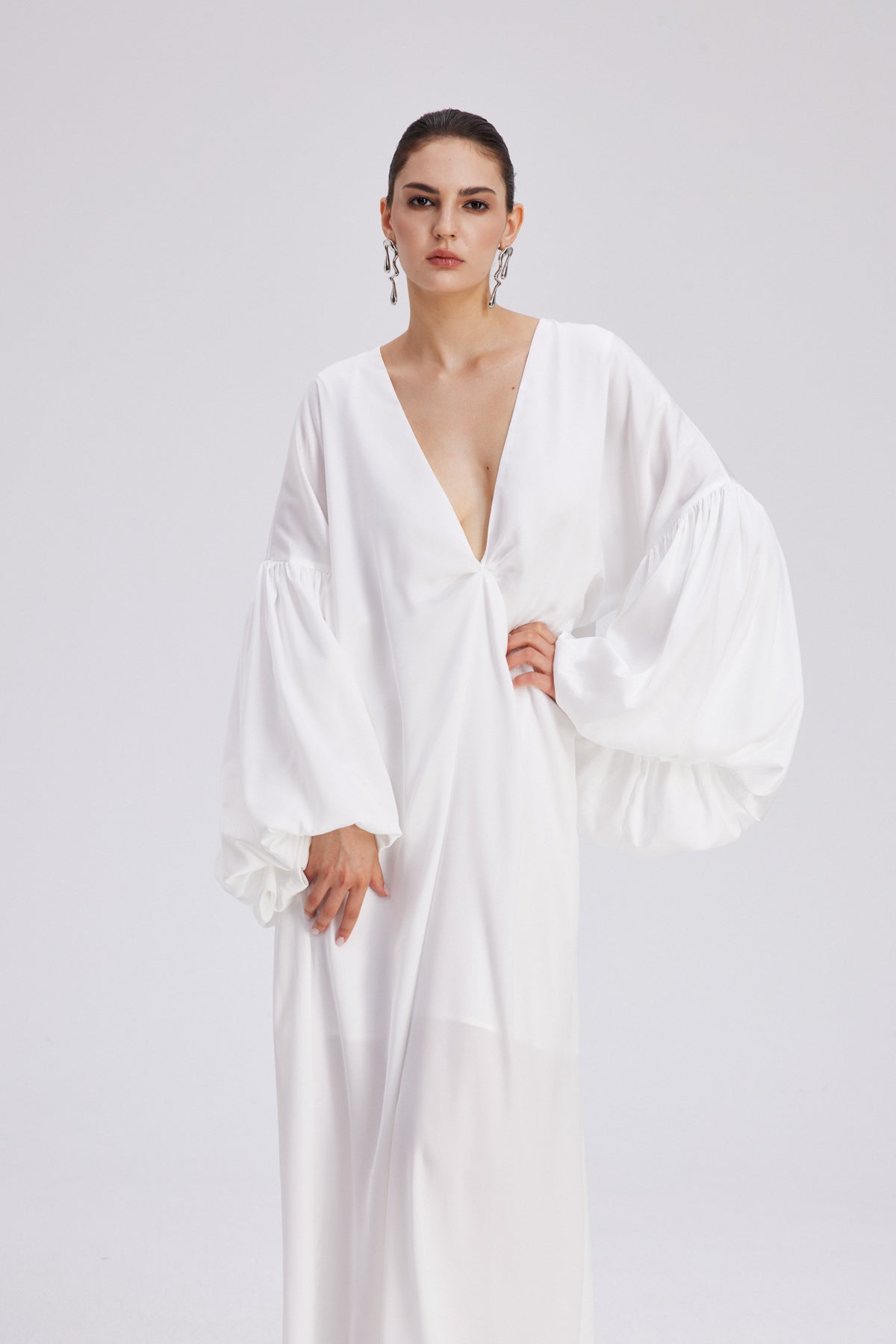 Charlton Plunge Balloon Sleeve Maxi Dress