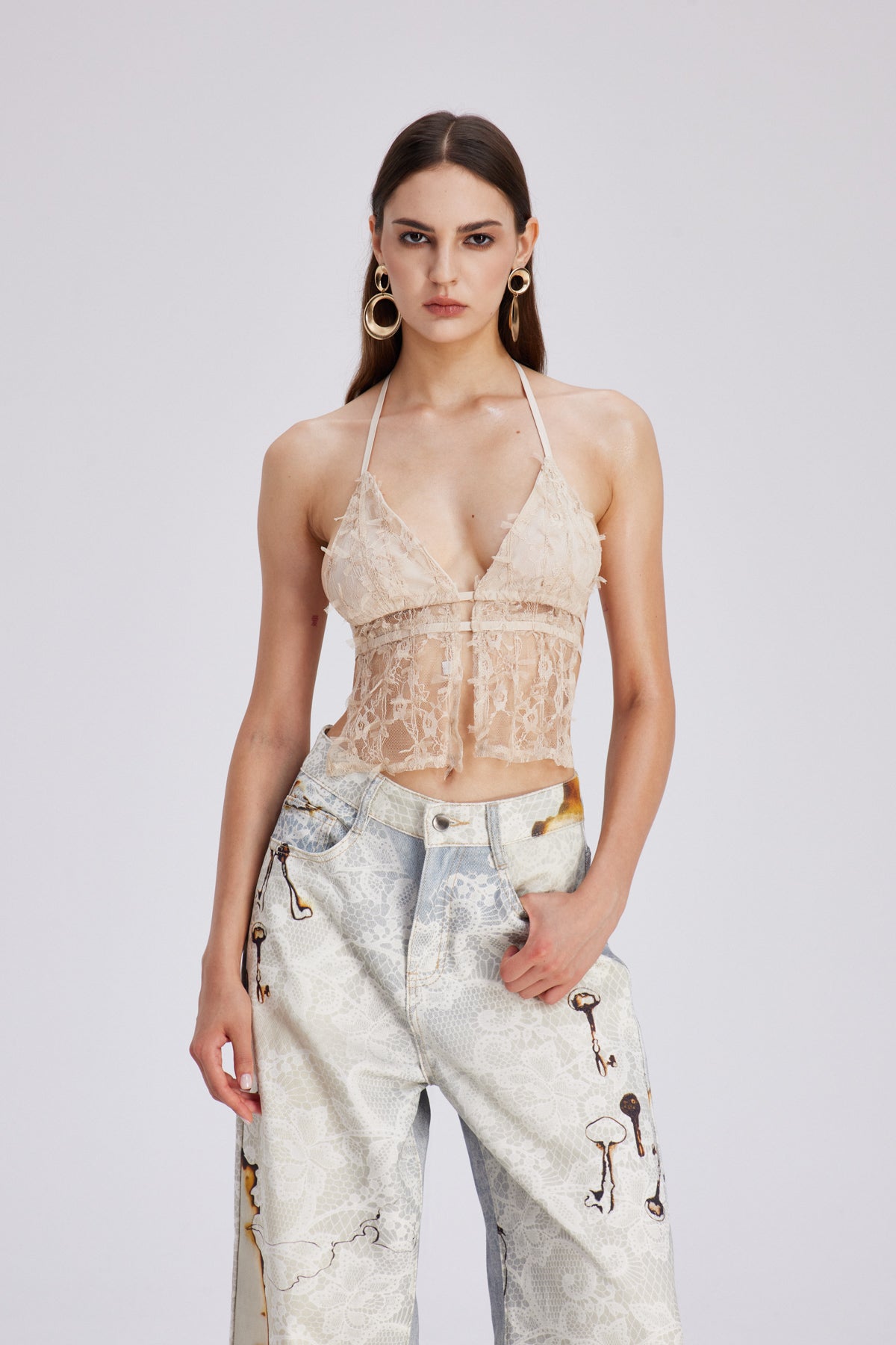 Charmaine Mesh Backless Top