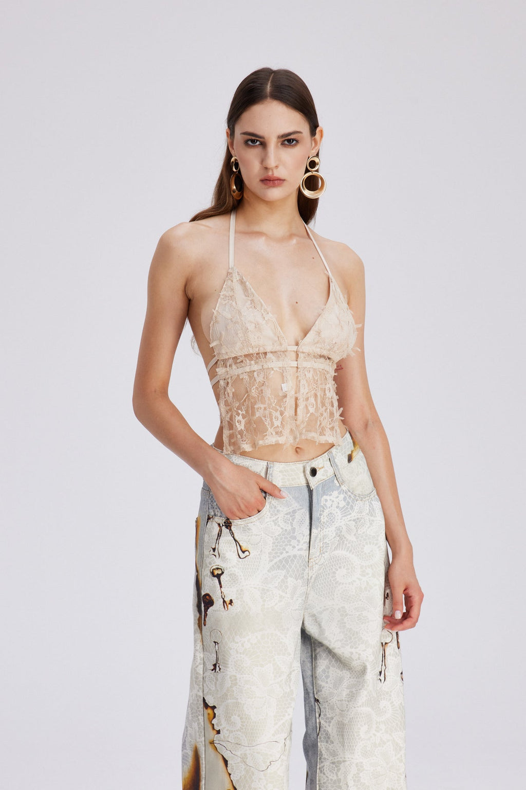 Charmaine Mesh Backless Top