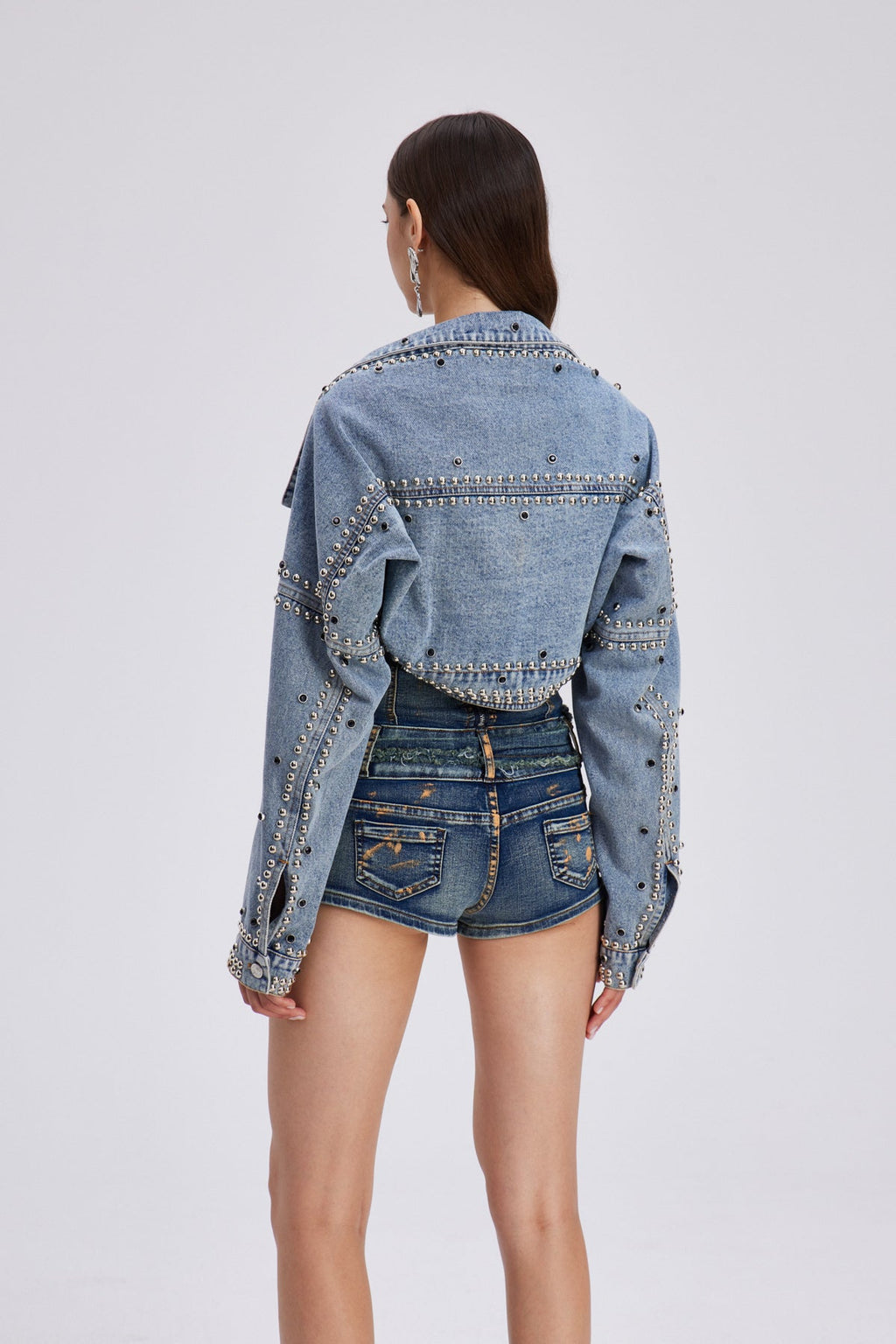 Charo Embellished Shawl Denim Jacket