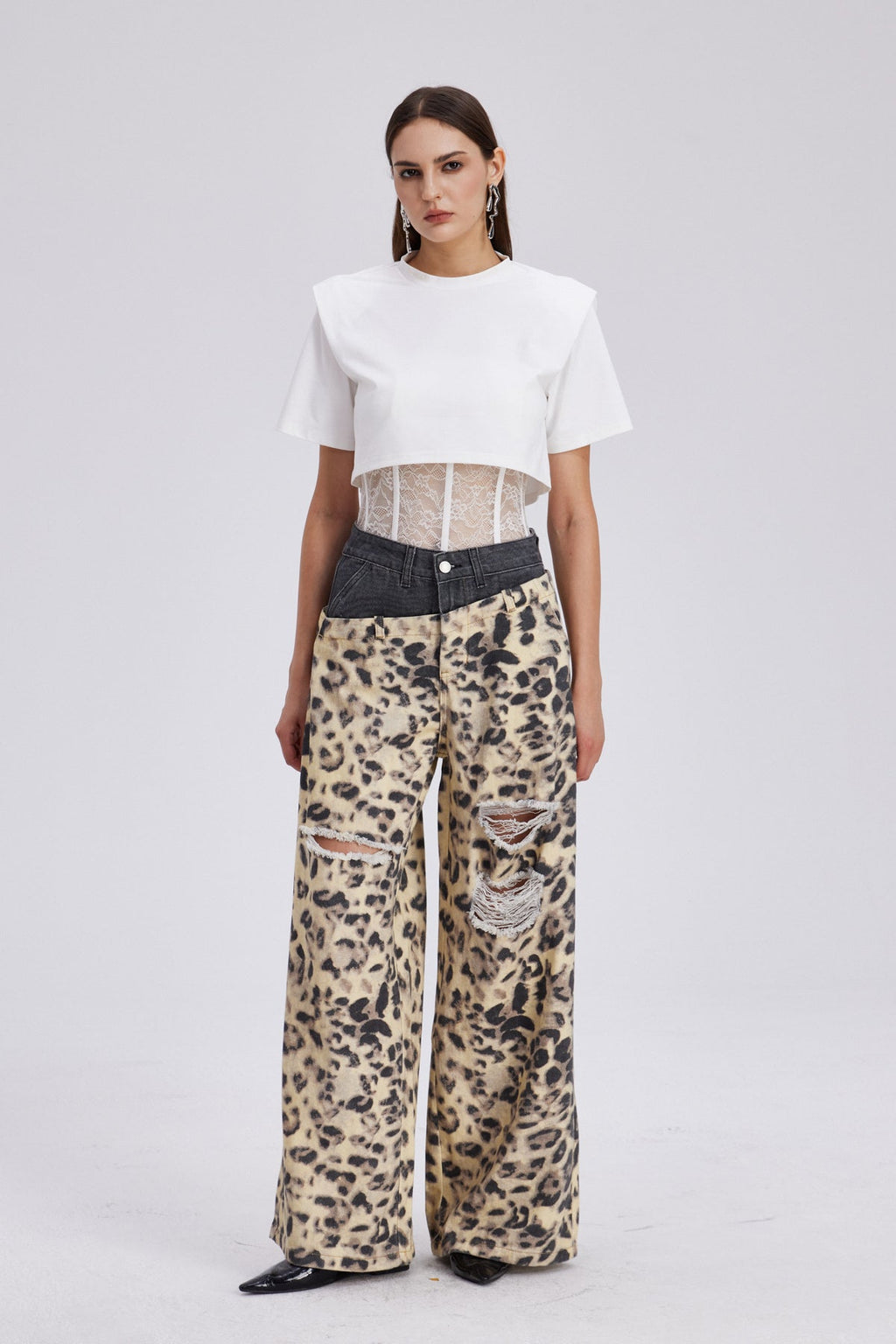 Chas Leopard Deconstruct Cutout Jeans