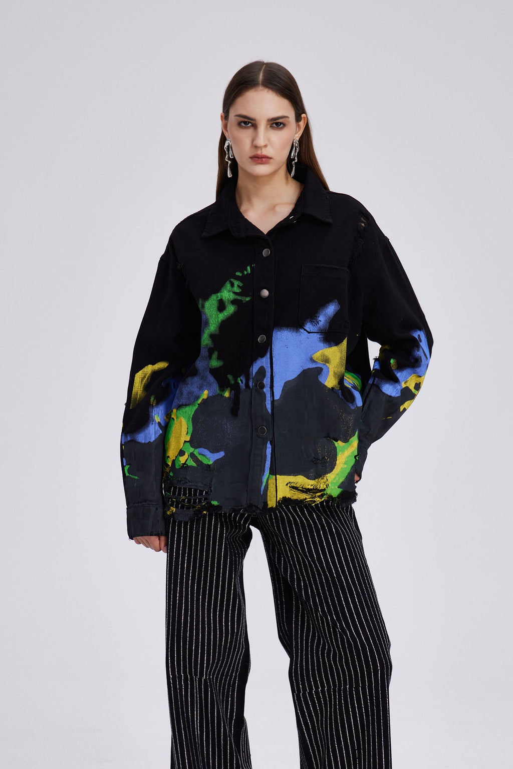 Chastity Print Ripped Denim Jacket