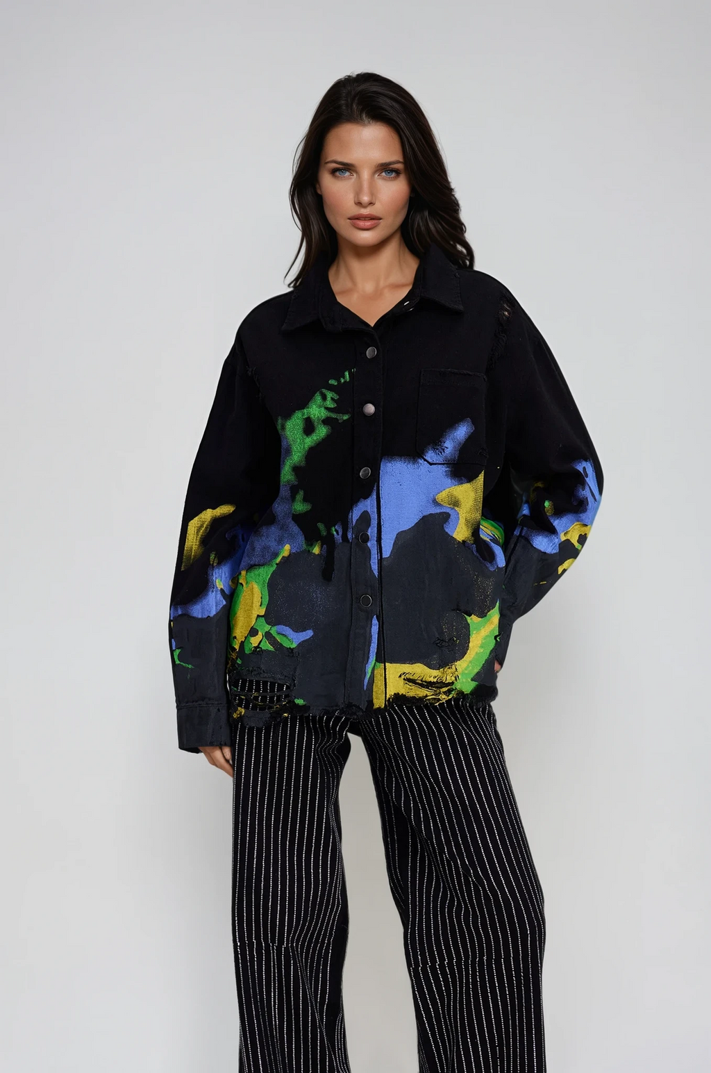 Chastity Print Ripped Denim Jacket