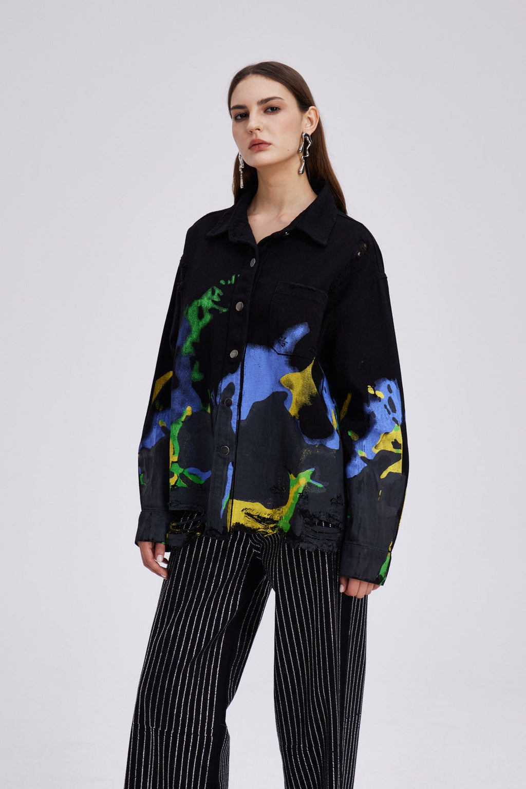 Chastity Print Ripped Denim Jacket