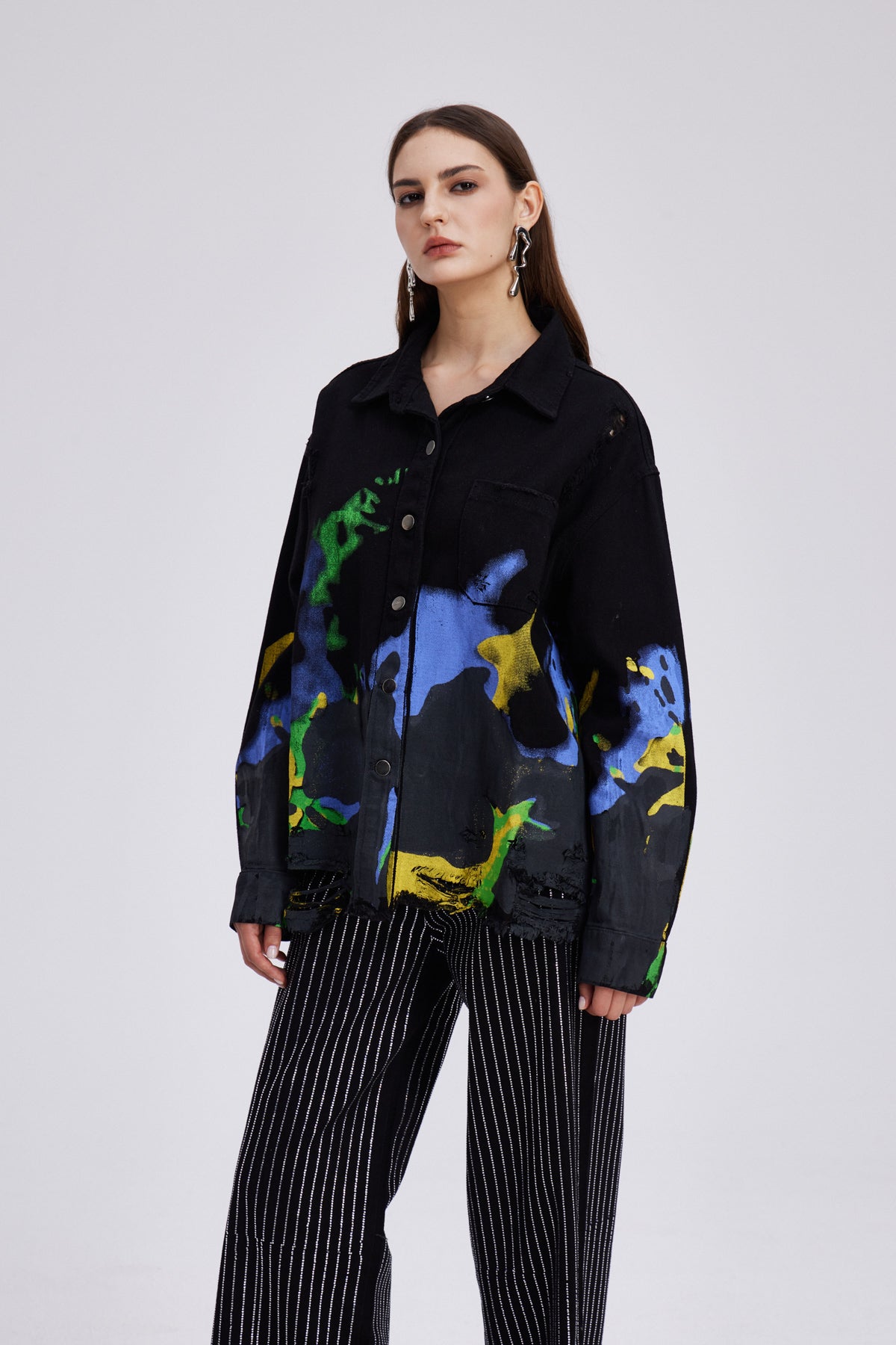 Chastity Print Ripped Denim Jacket