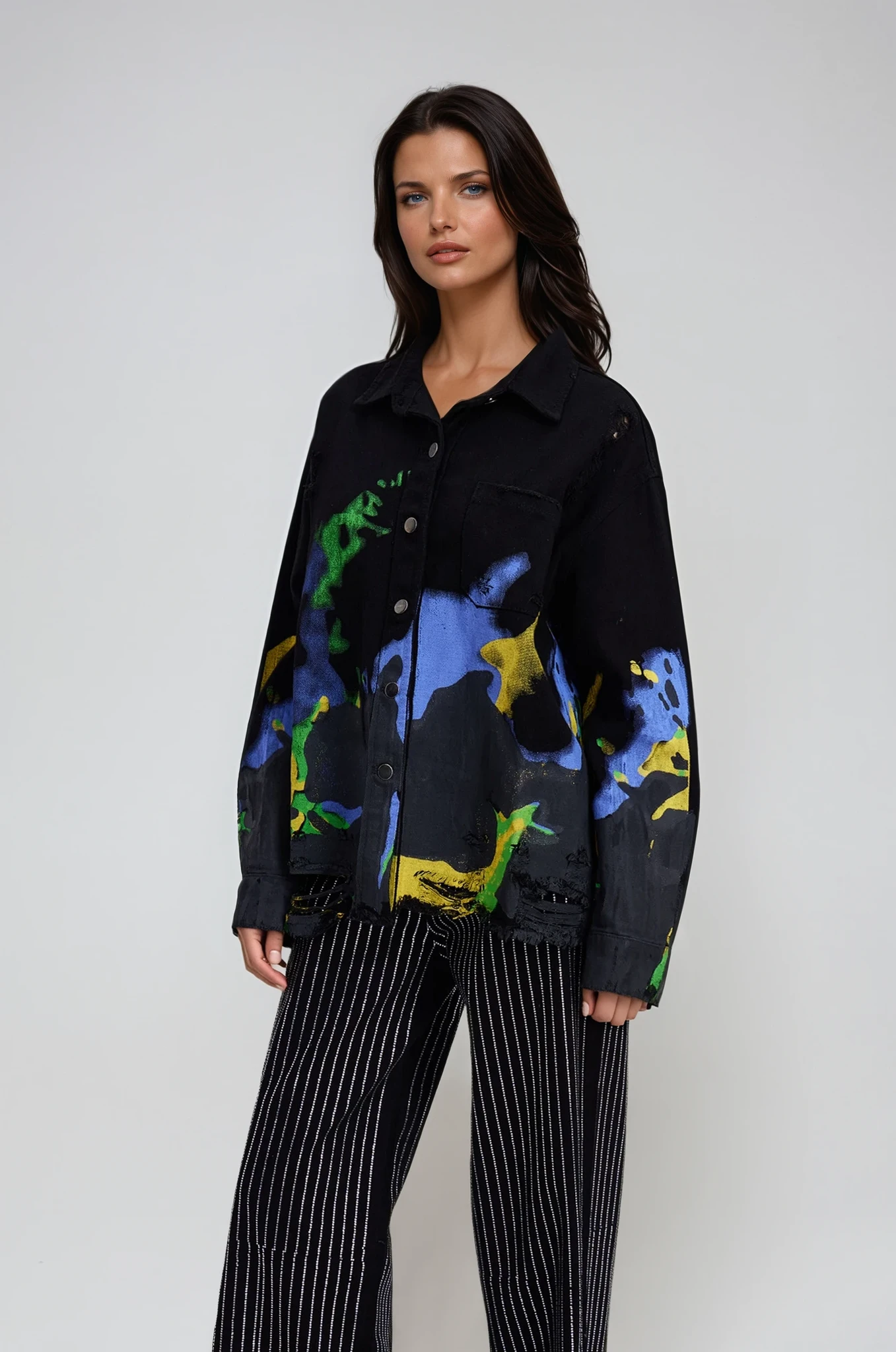 Chastity Print Ripped Denim Jacket