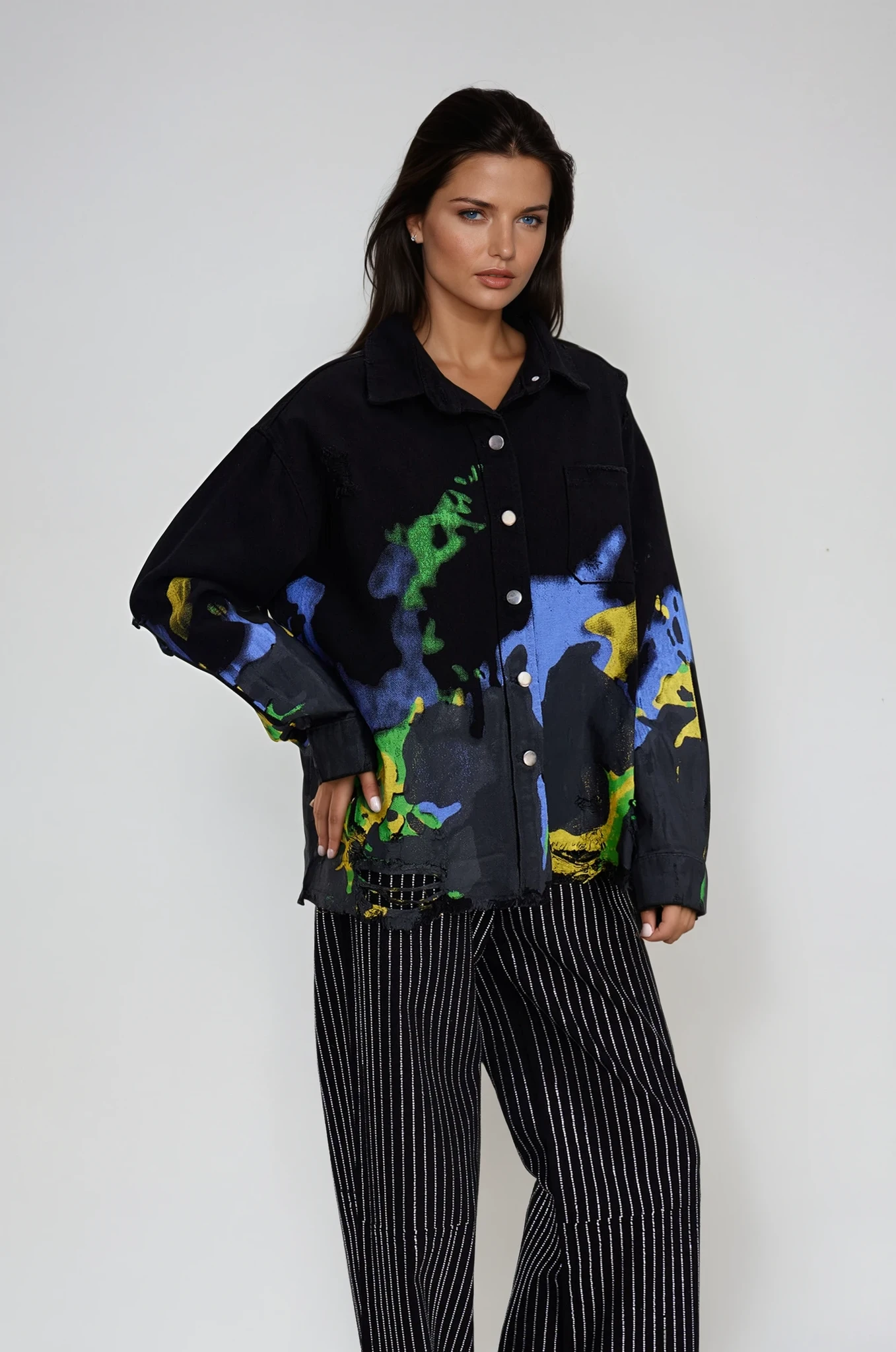 Chastity Print Ripped Denim Jacket