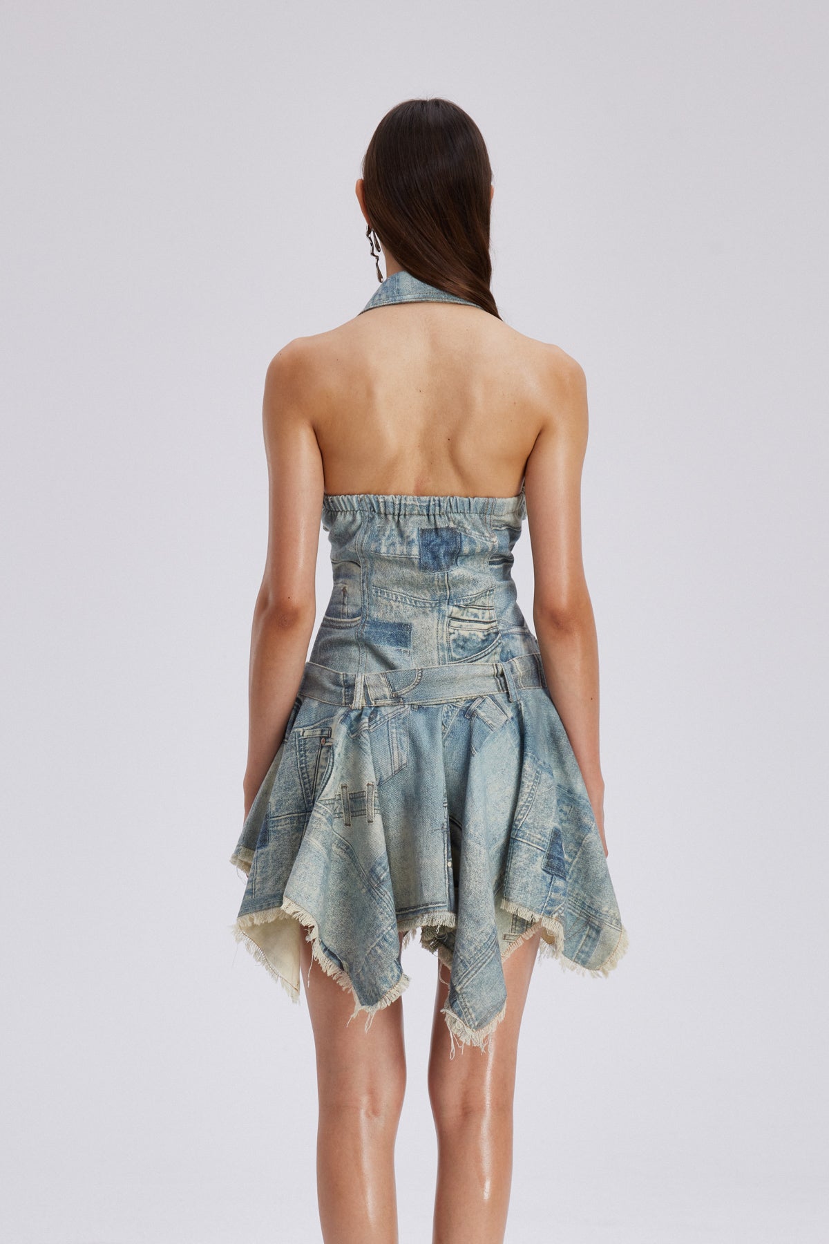 Chava Halter Neck Print Fringe Mini Dress