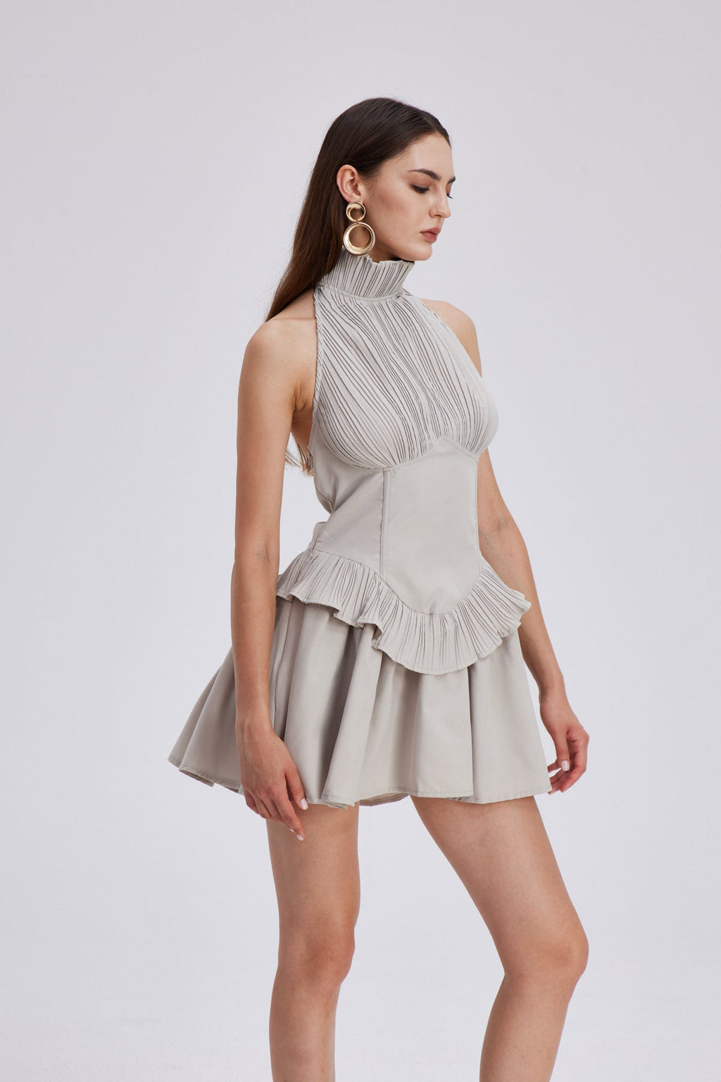 Chaya Ruch Halter Neck Ruffle Mini Dress