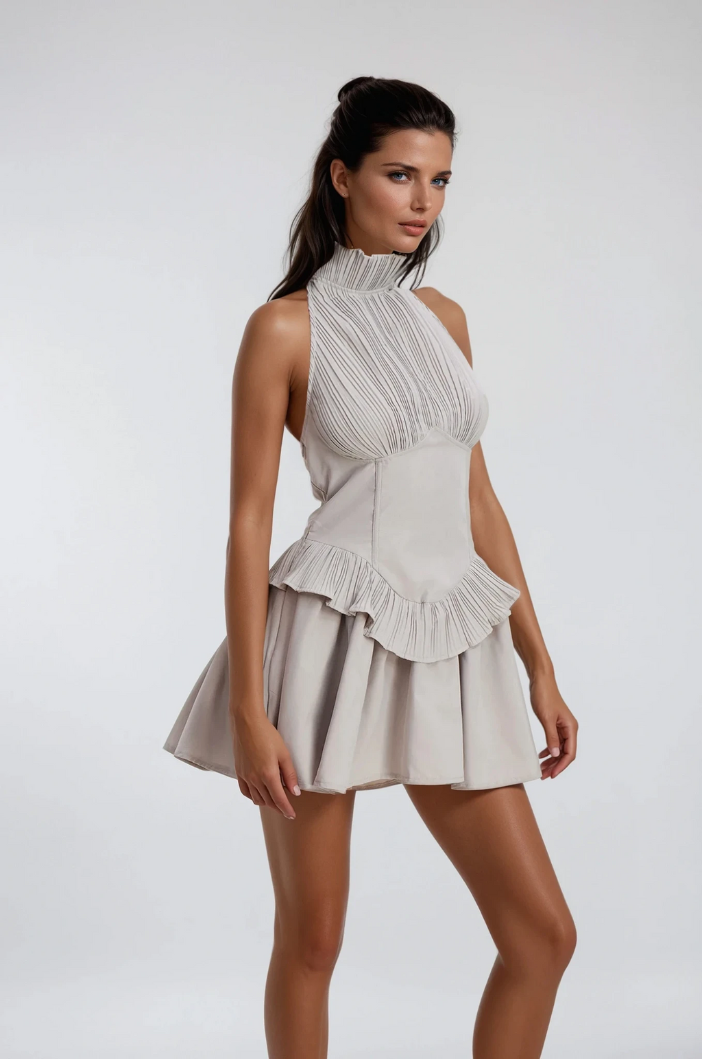 Chaya Ruch Halter Neck Ruffle Mini Dress