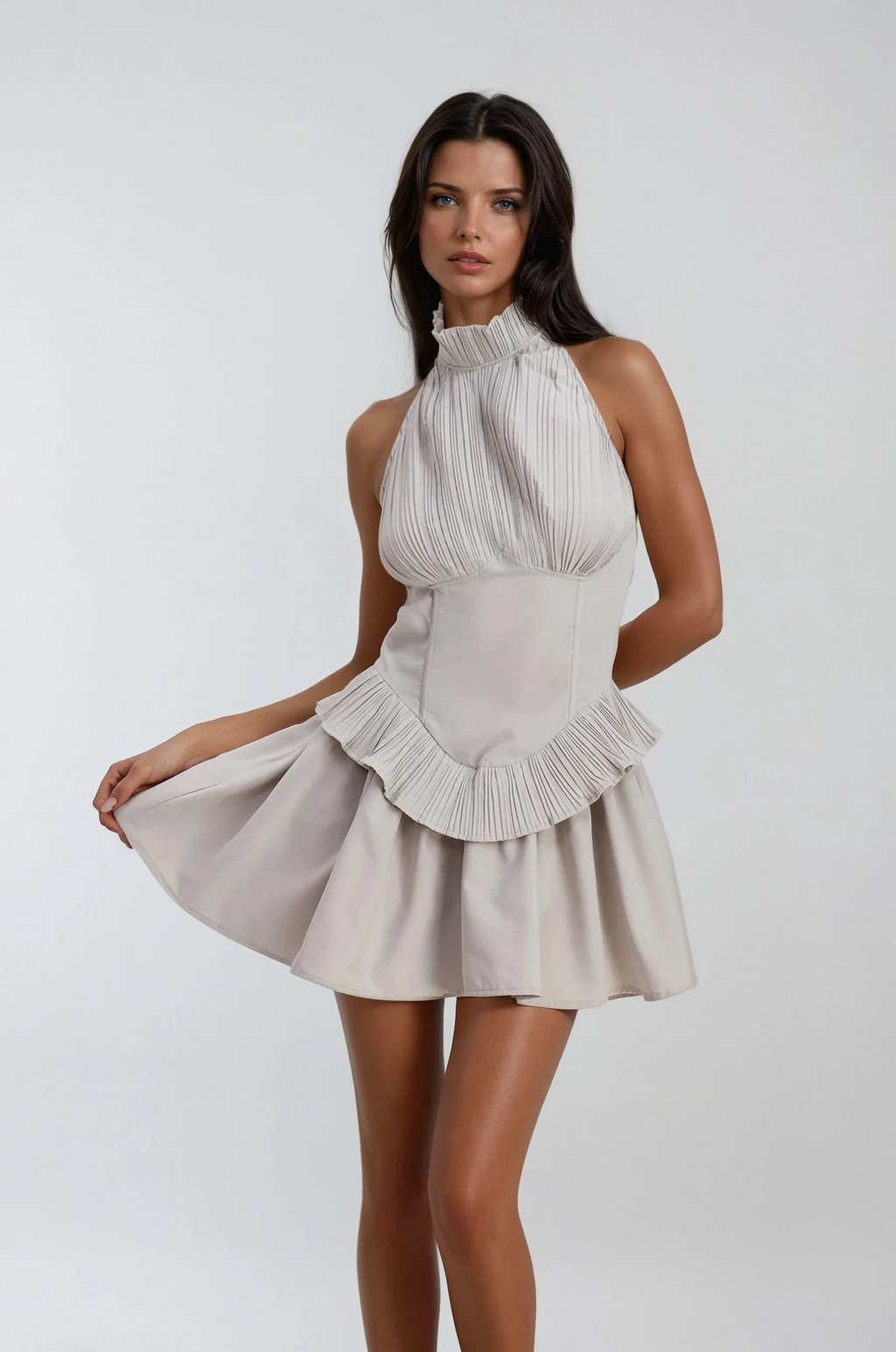 Chaya Ruch Halter Neck Ruffle Mini Dress