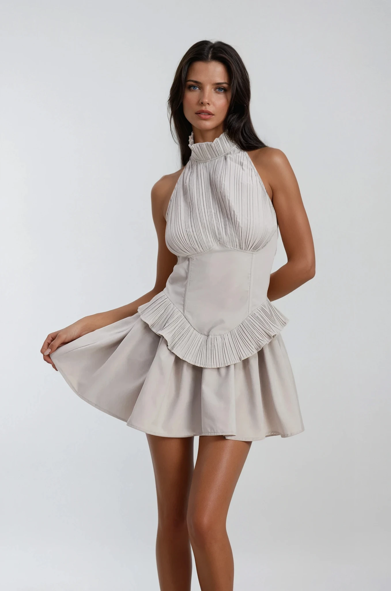 Chaya Ruch Halter Neck Ruffle Mini Dress