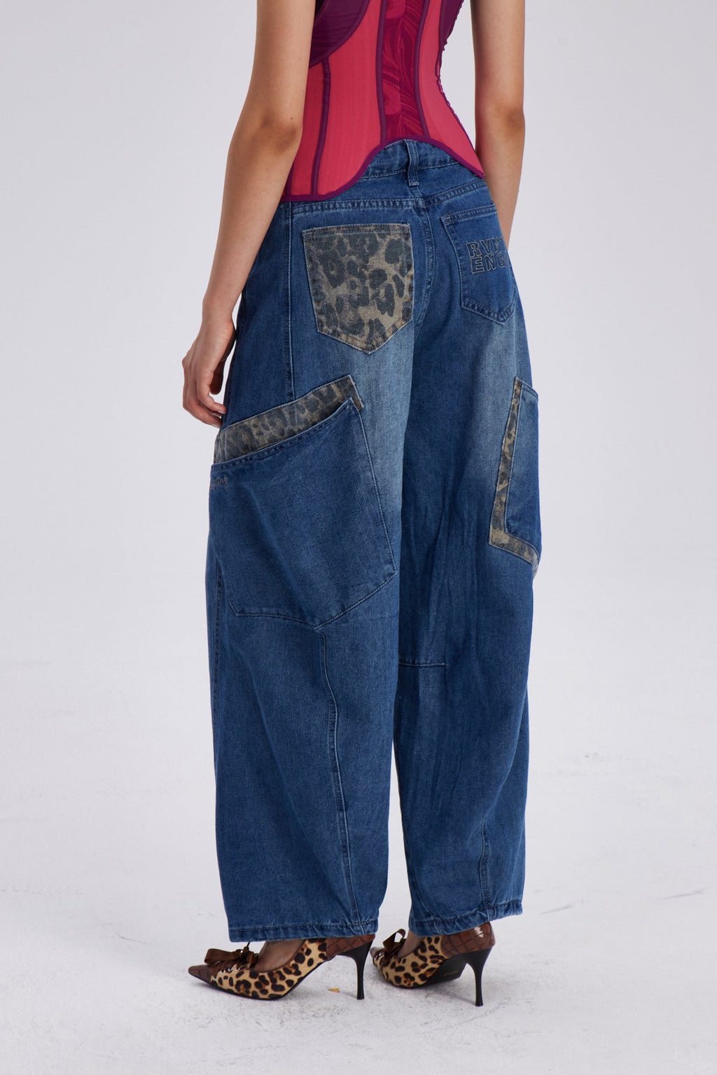 Chayyim Leopard Pocket Baggy Jeans