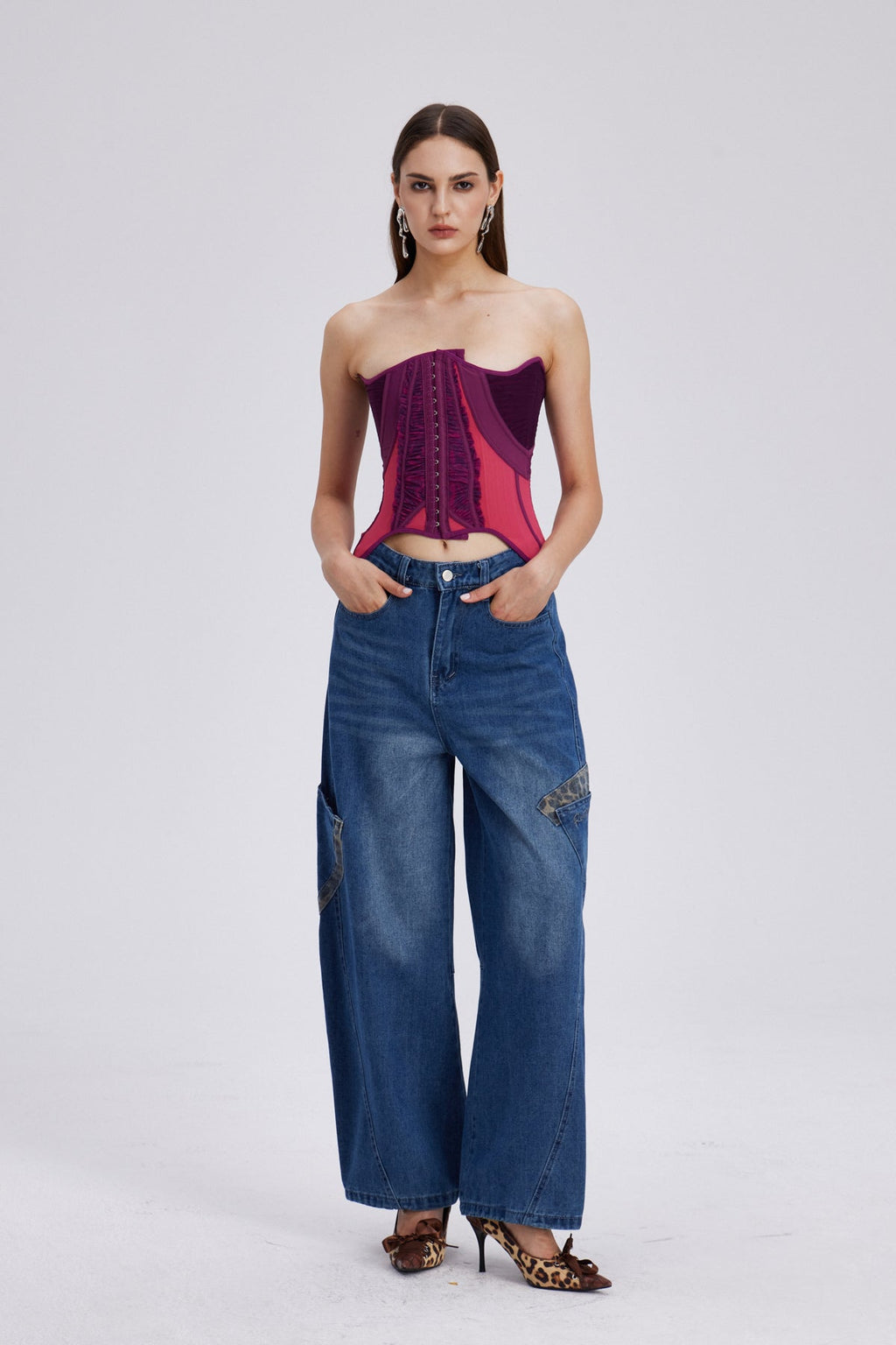 Chayyim Leopard Pocket Baggy Jeans