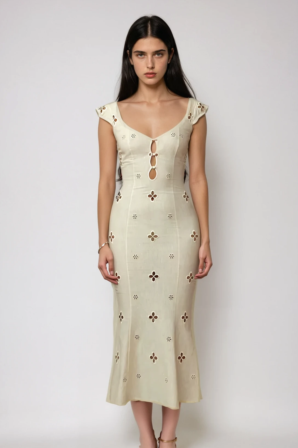 Chelsie Flower Cutout Midi Dress