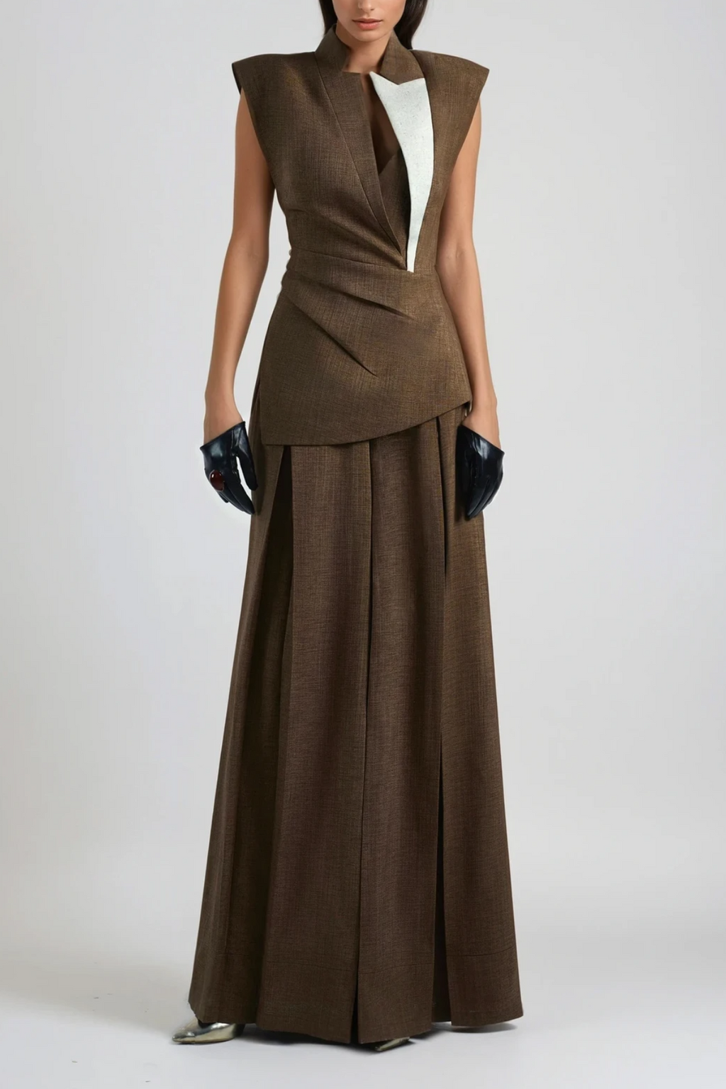 Chinenye Asymmetric Ruch Sleeveless Vest