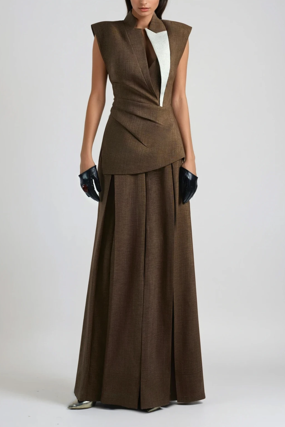 Chinenye Asymmetric Ruch Sleeveless Vest