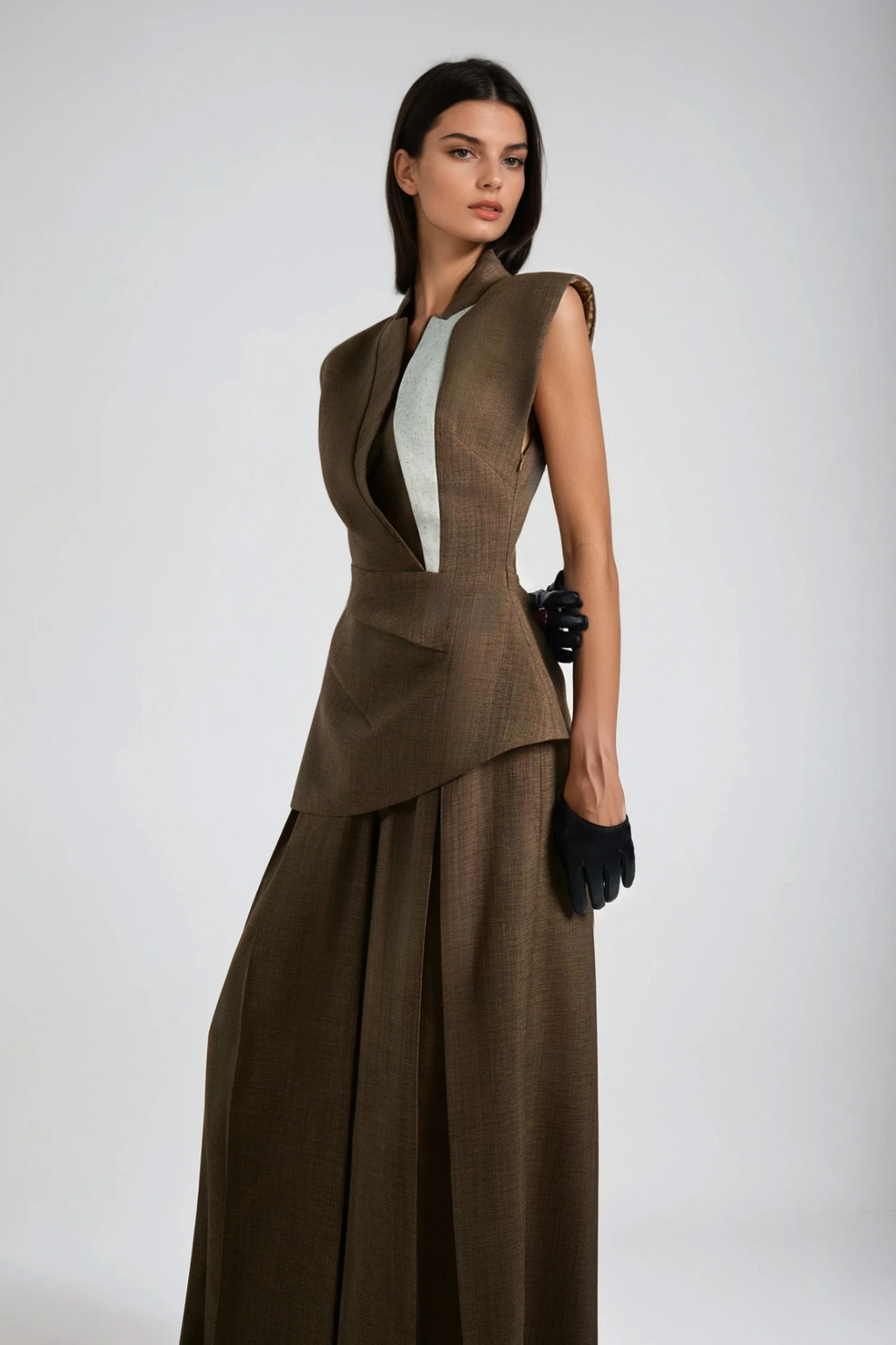 Chinenye Asymmetric Ruch Sleeveless Vest