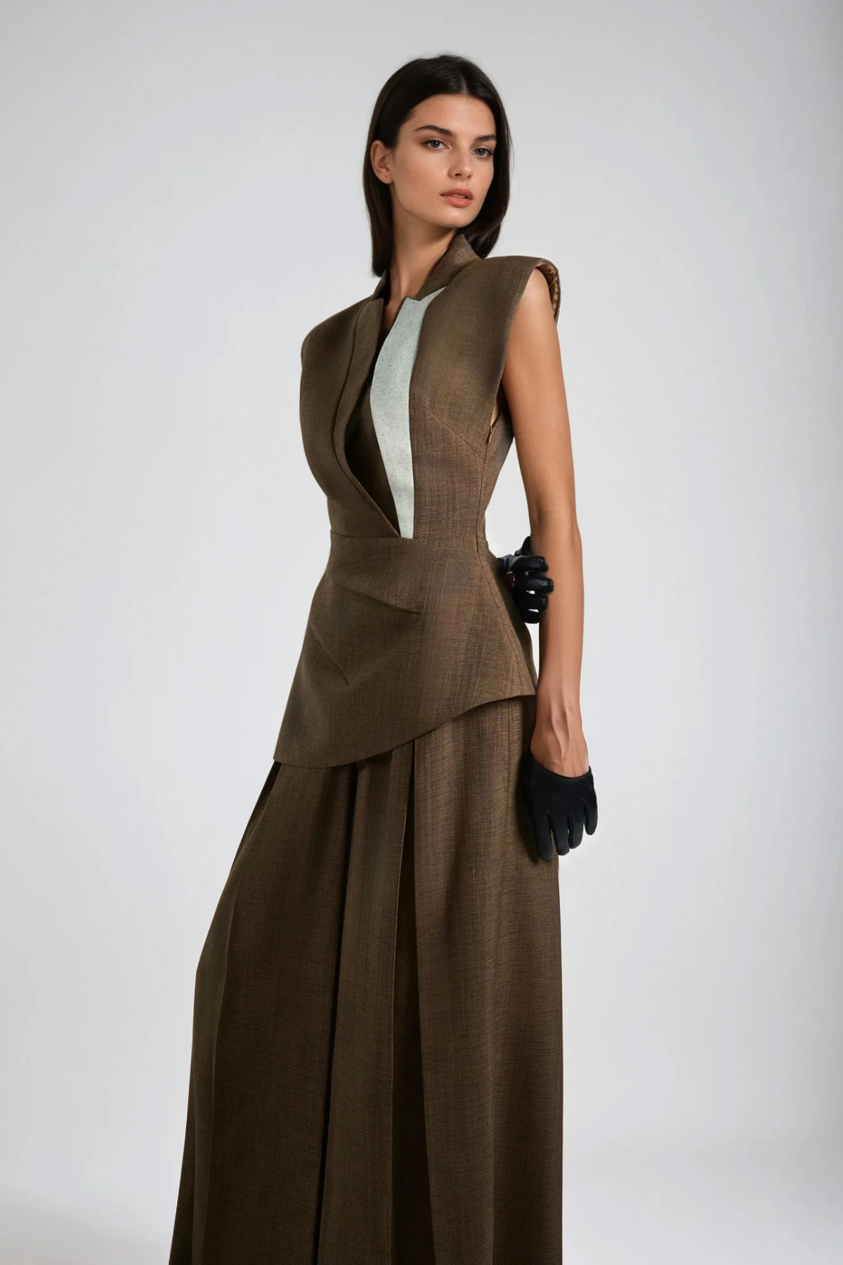 Chinenye Asymmetric Ruch Sleeveless Vest