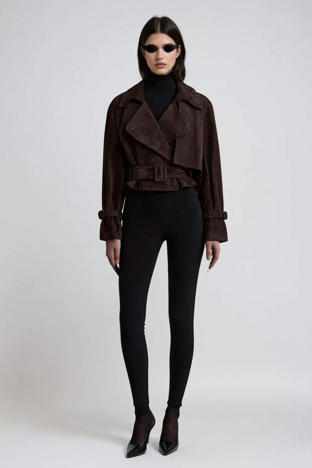 Chioma Lapel Buckle Suede Jacket