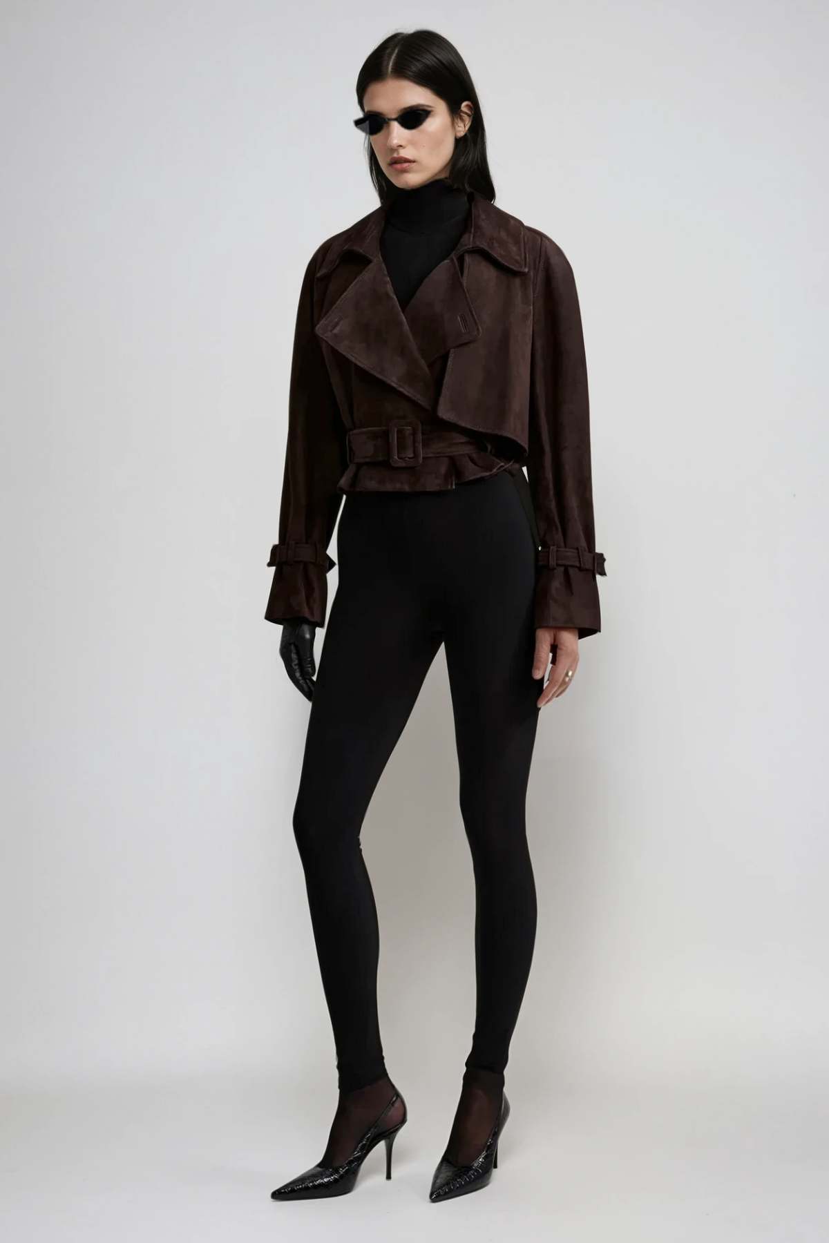 Chioma Lapel Buckle Suede Jacket