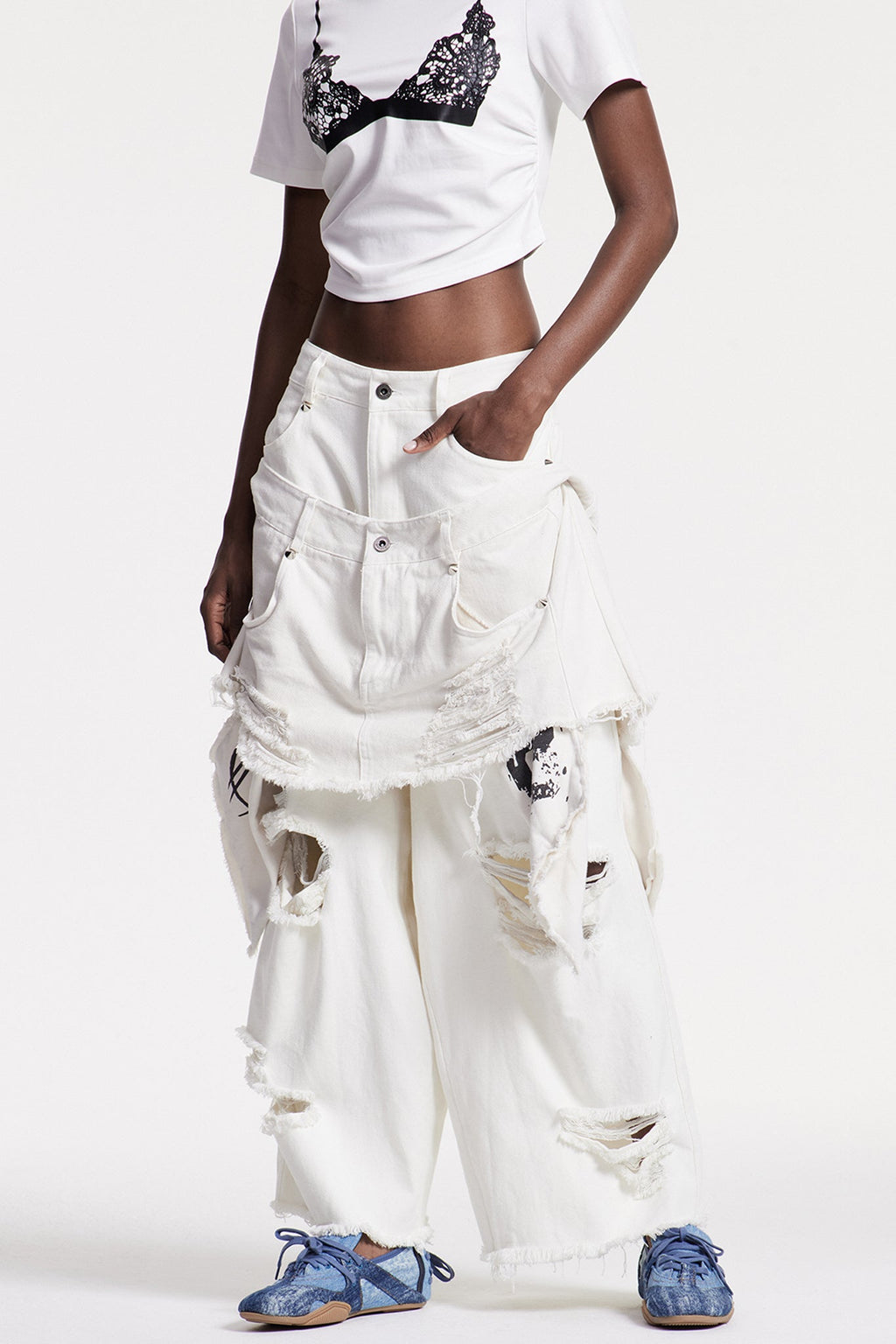 Chisom Deconstruct Ripped Jeans